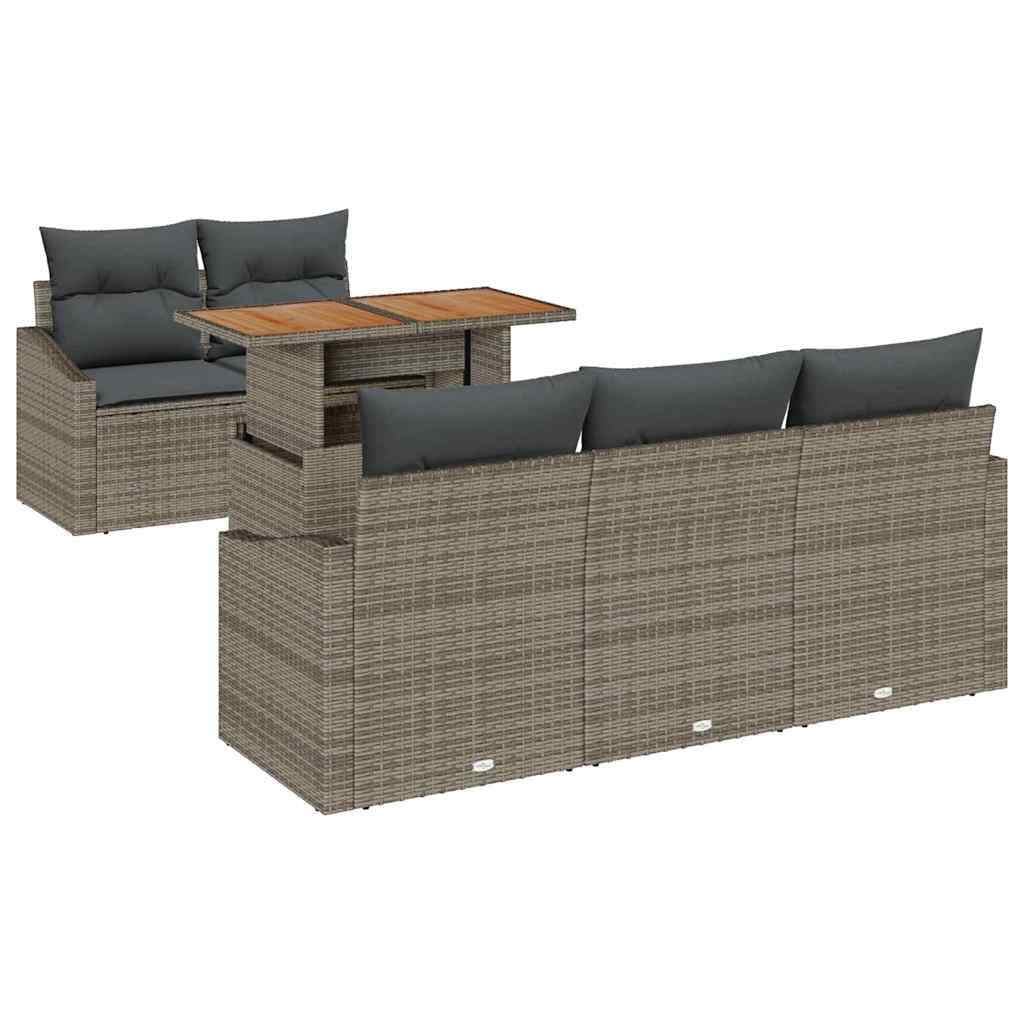 vidaXL Conjunto de Jantar para Jardim 6 pcs Cinza e Marrom