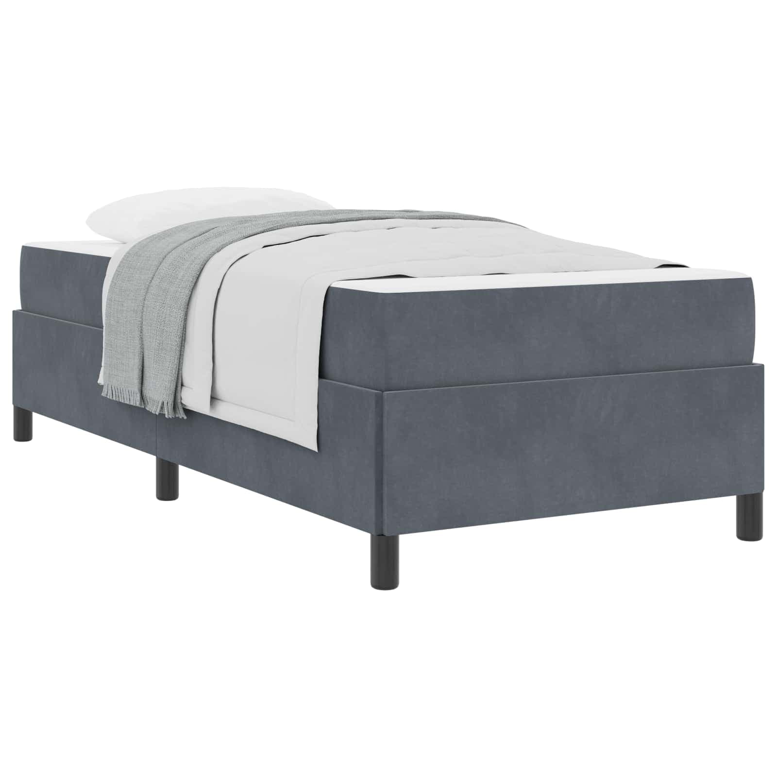 vidaXL Estrutura da Cama com colchão Cinza Escuro 90 x 190 cm tecido