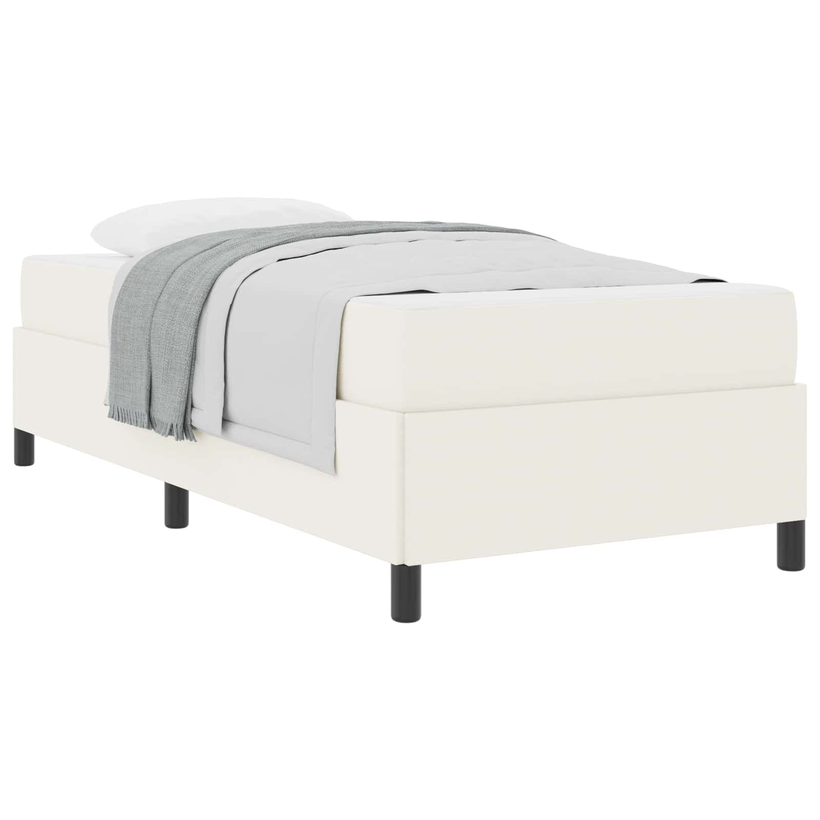 vidaXL Estrutura da Cama com colchão Creme 90 x 200 cm tecido