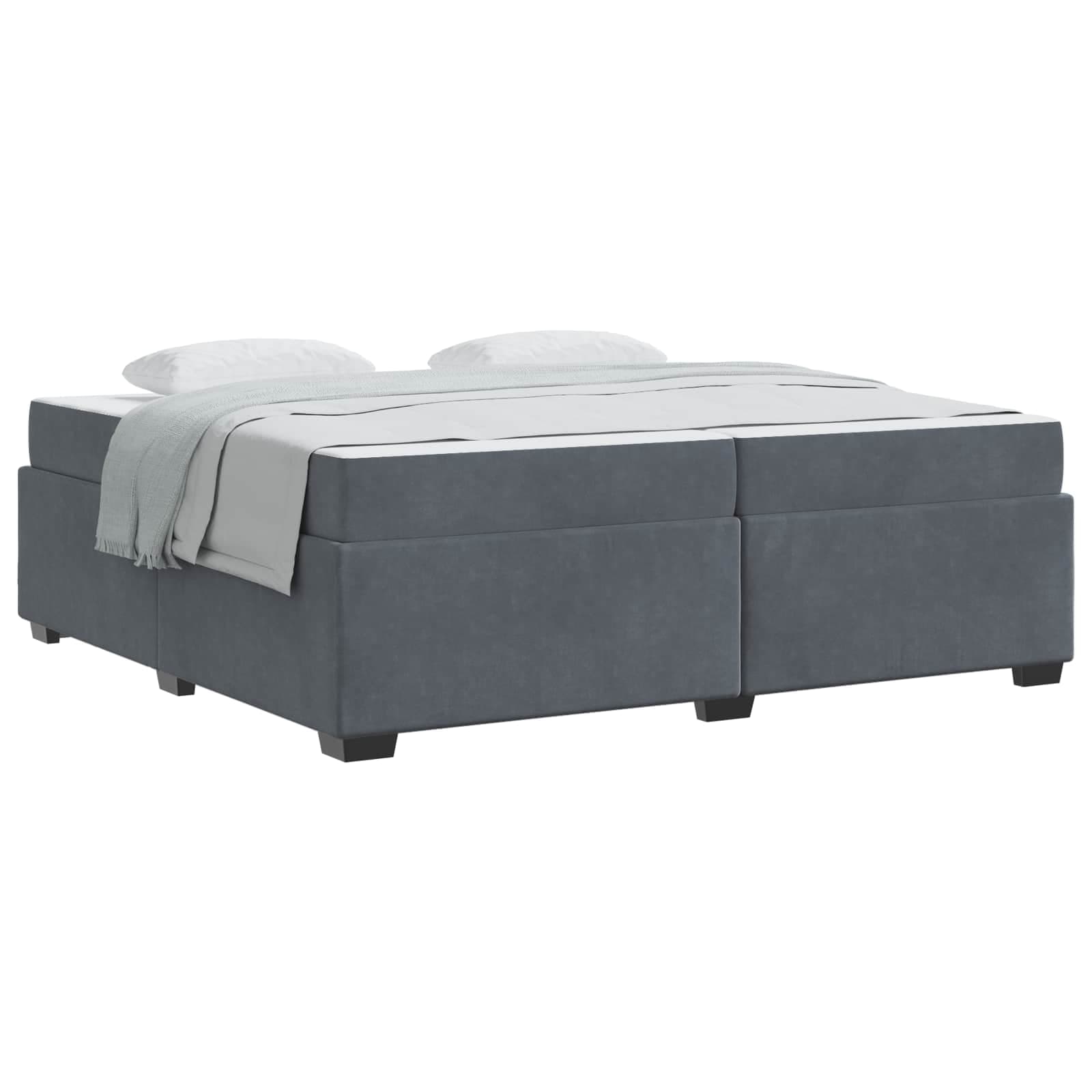 vidaXL Estrutura da Cama com colchão Cinza Escuro 200 x 200 cm tecido