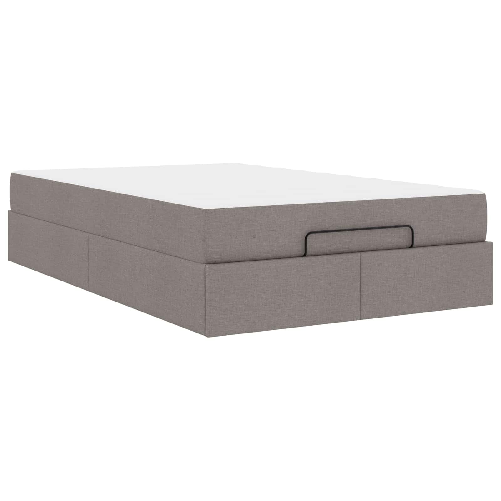 vidaXL Estrutura de cama com colchão 2 pcs Cinzento-acastanhado tecido