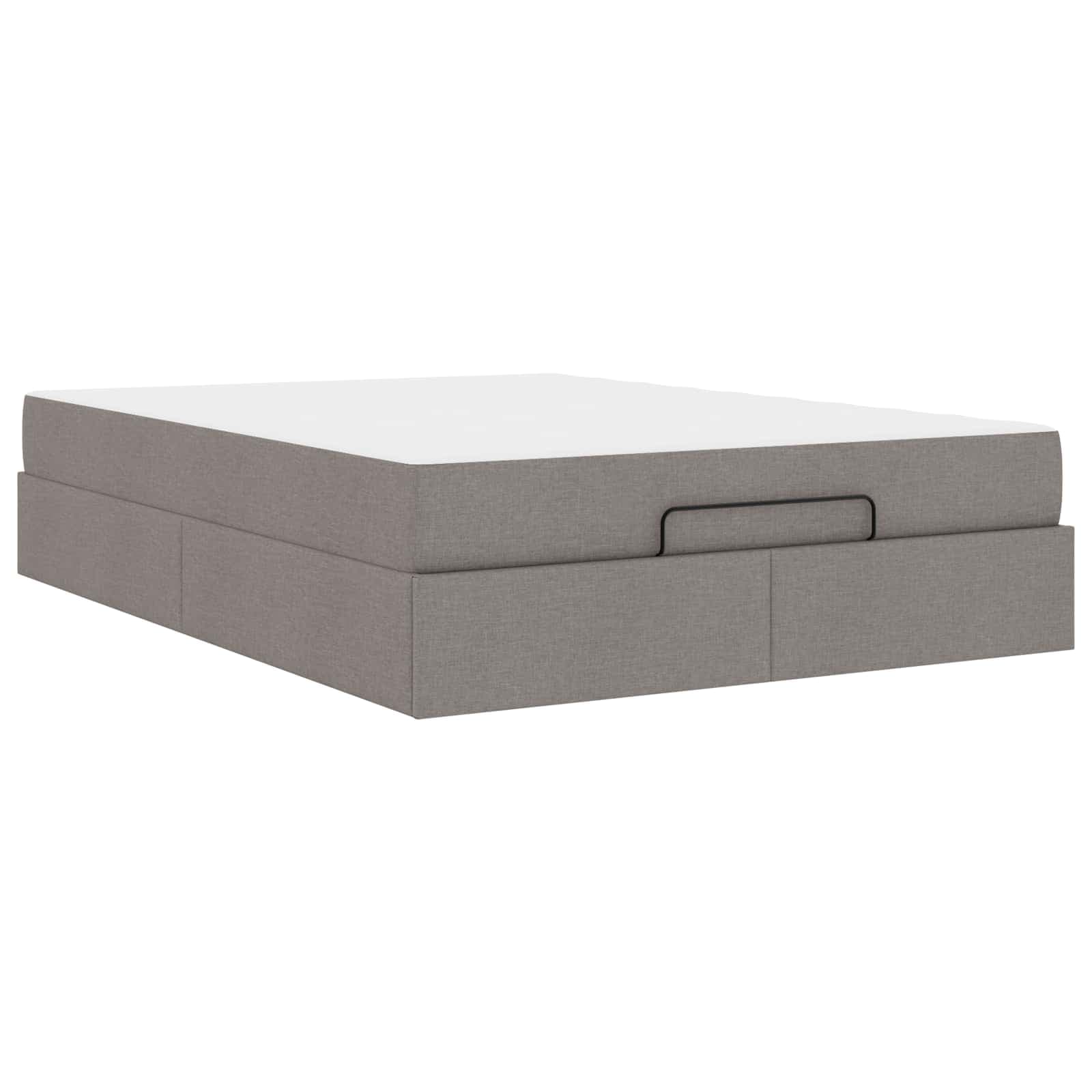 vidaXL Estrutura de cama com colchão 2 pcs Cinzento-acastanhado tecido