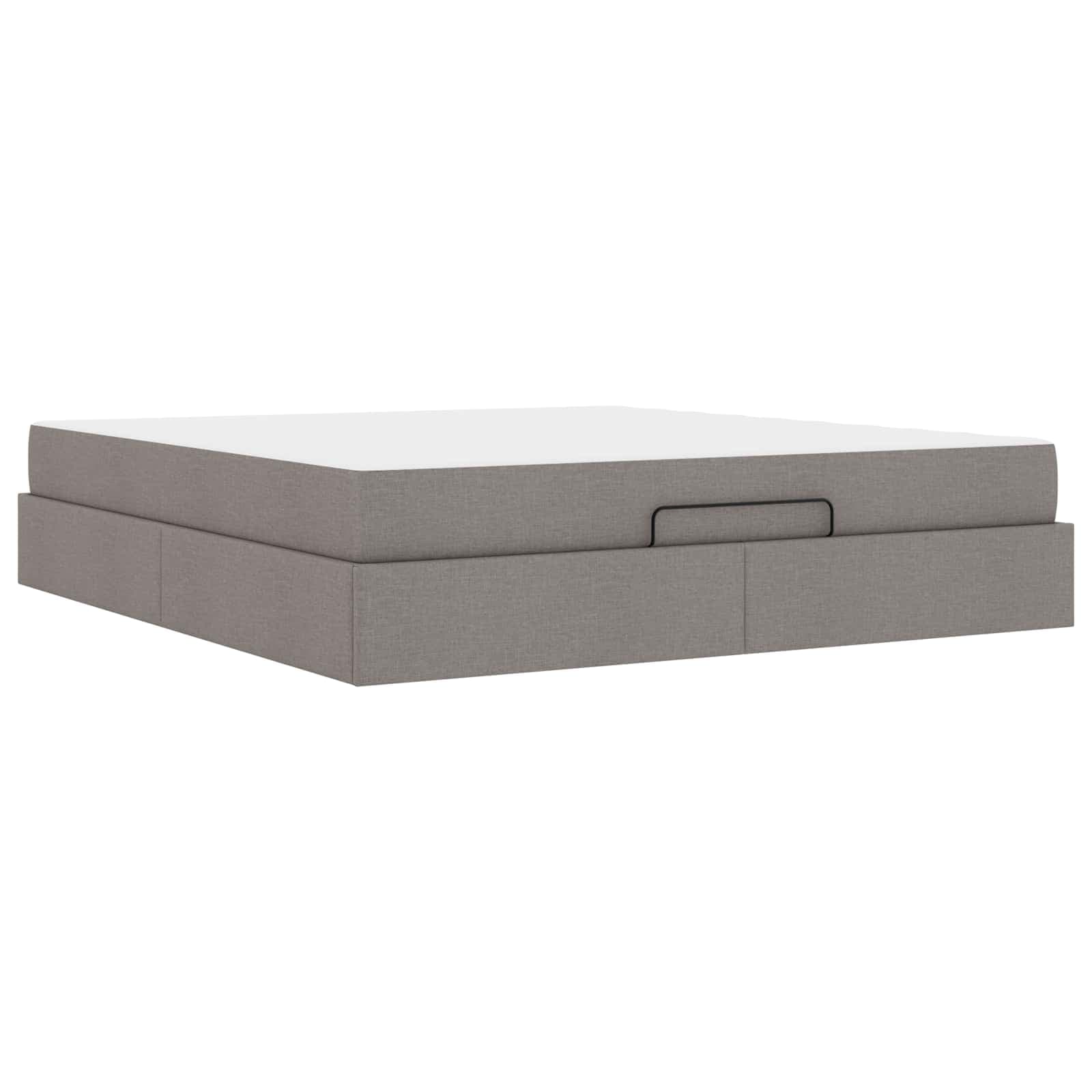 vidaXL Estrutura de cama com colchão 2 pcs Cinzento-acastanhado tecido