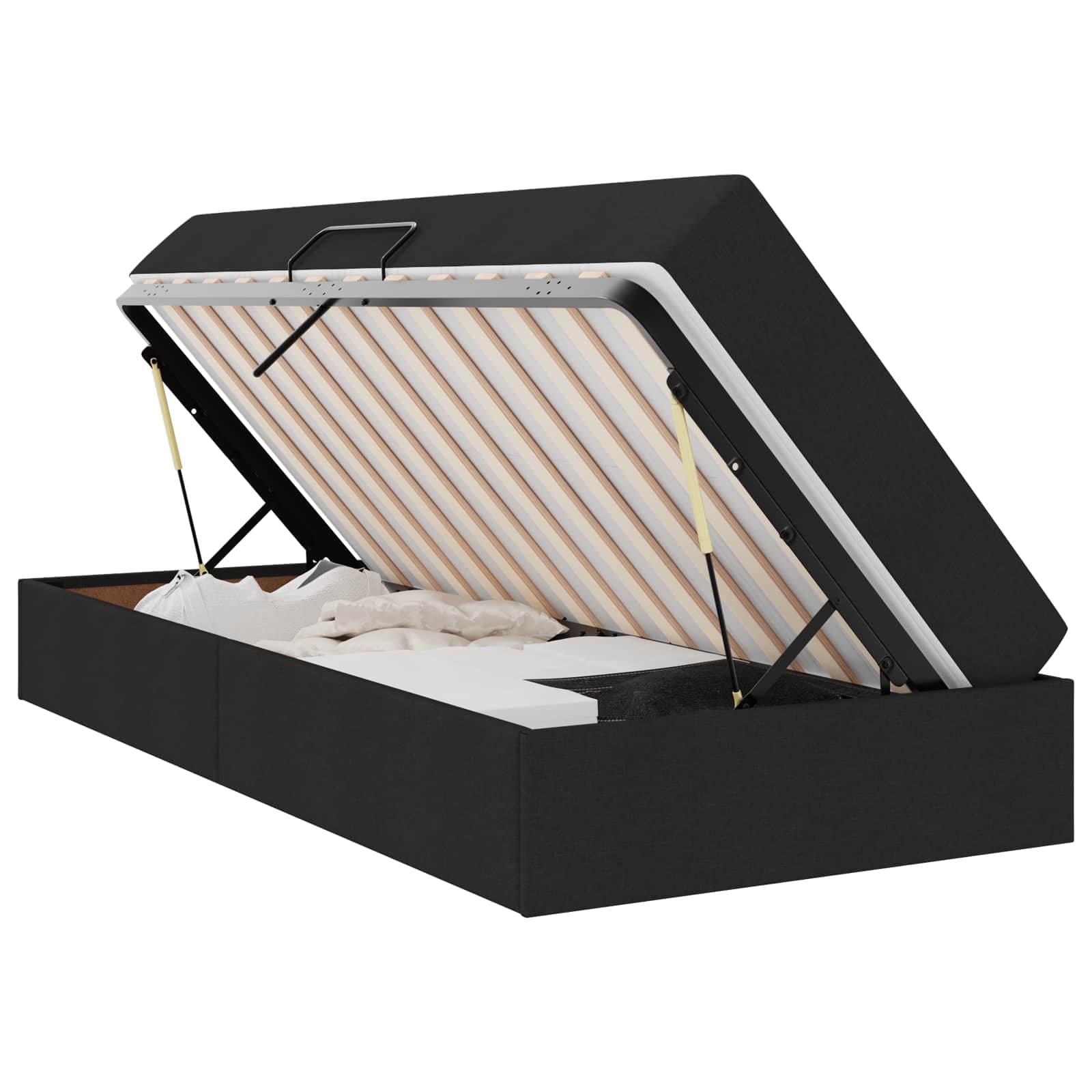 vidaXL Cama com arrumação e colchão Preto 90 x 200 cm Poliéster