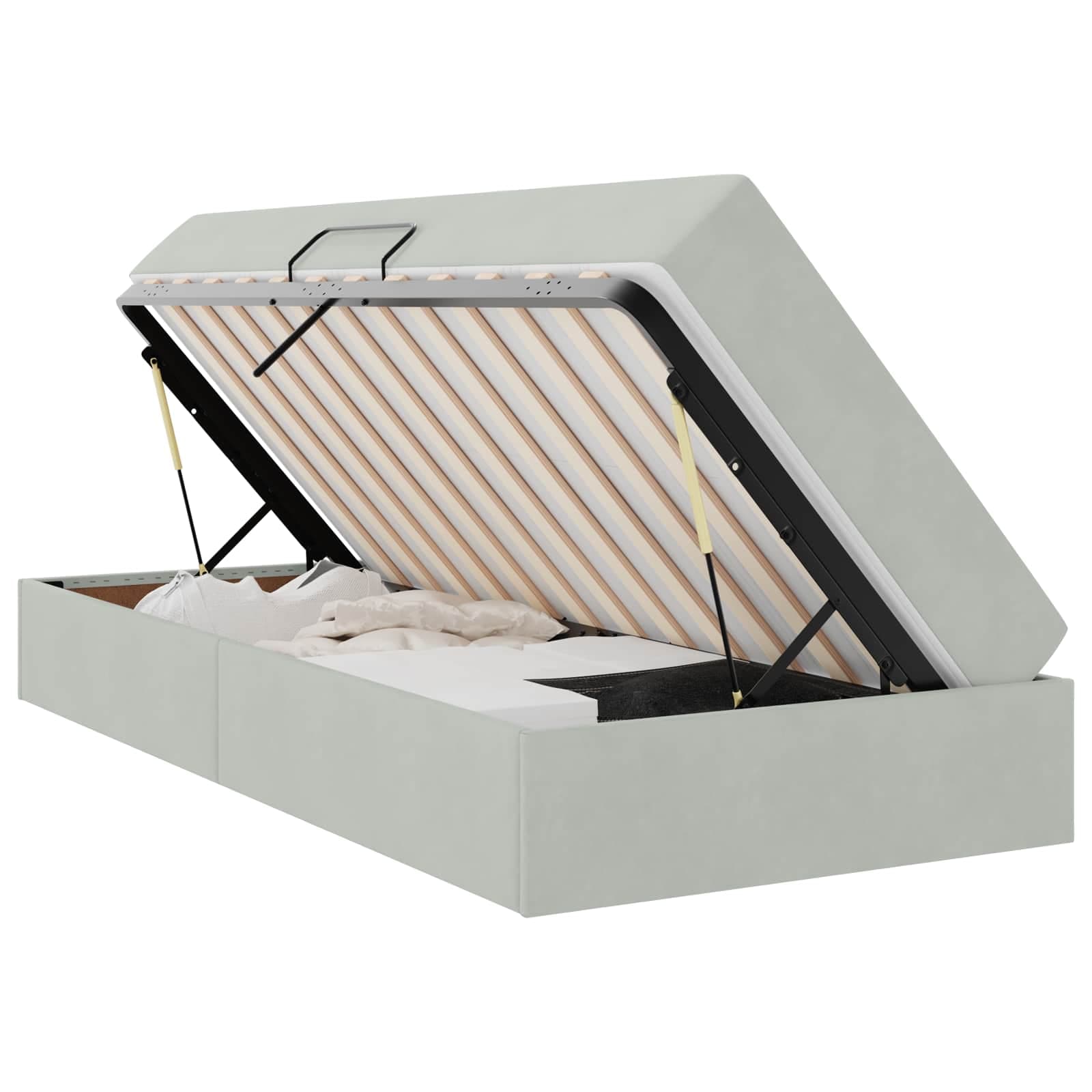 vidaXL Cama com arrumação e colchão Cinzento-claro 100 x 200 cm Veludo