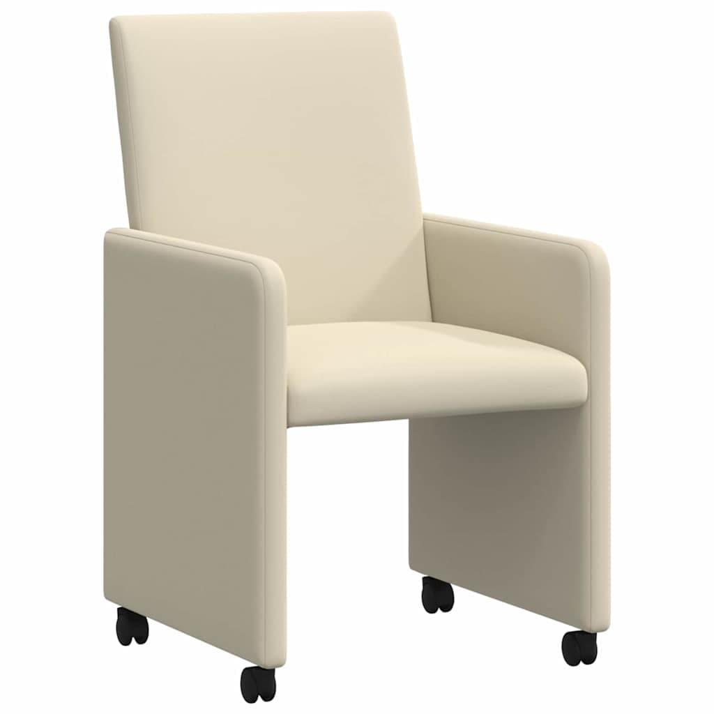 vidaXL Cadeiras de Jantar com Rodas 2 pcs Creme 57 x 66 x 94 cm