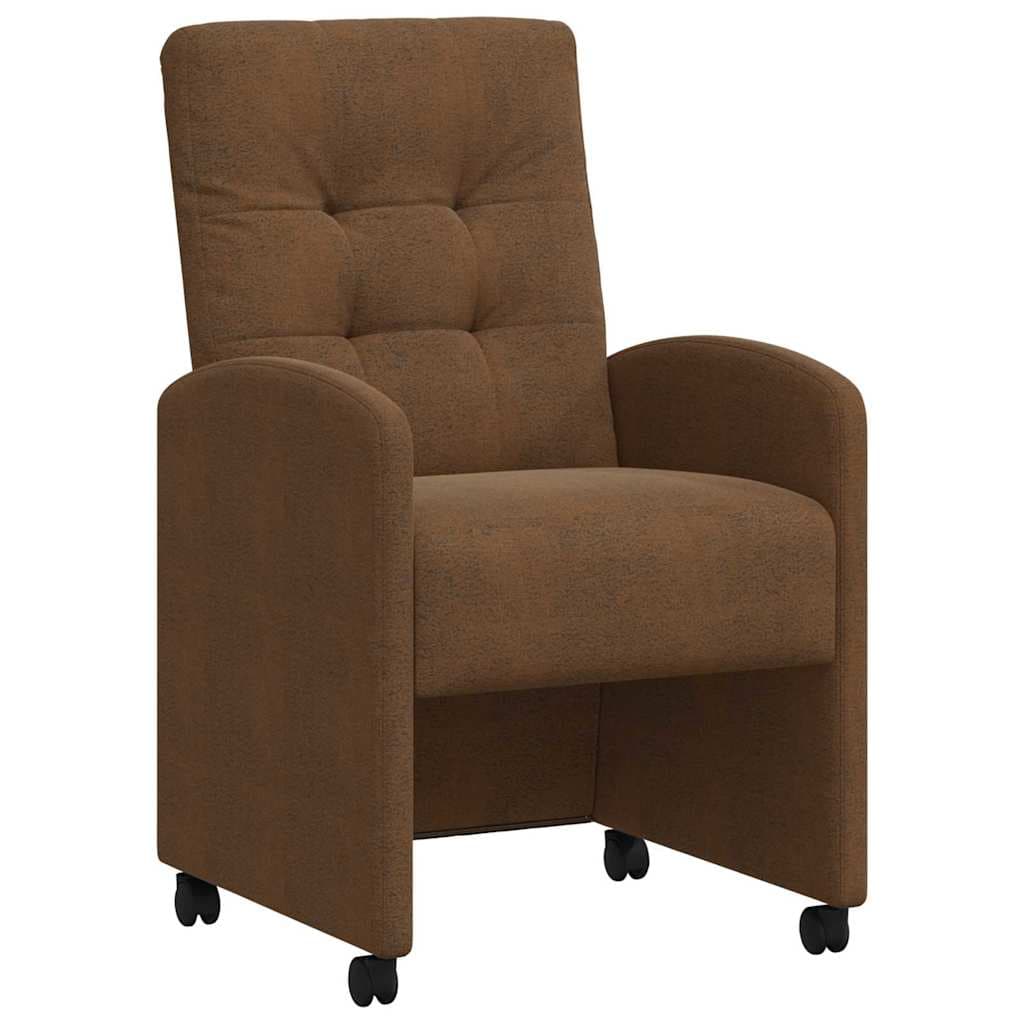 vidaXL Cadeiras de Jantar com Rodas 2 pcs Castanho 58 x 67 x 97 cm