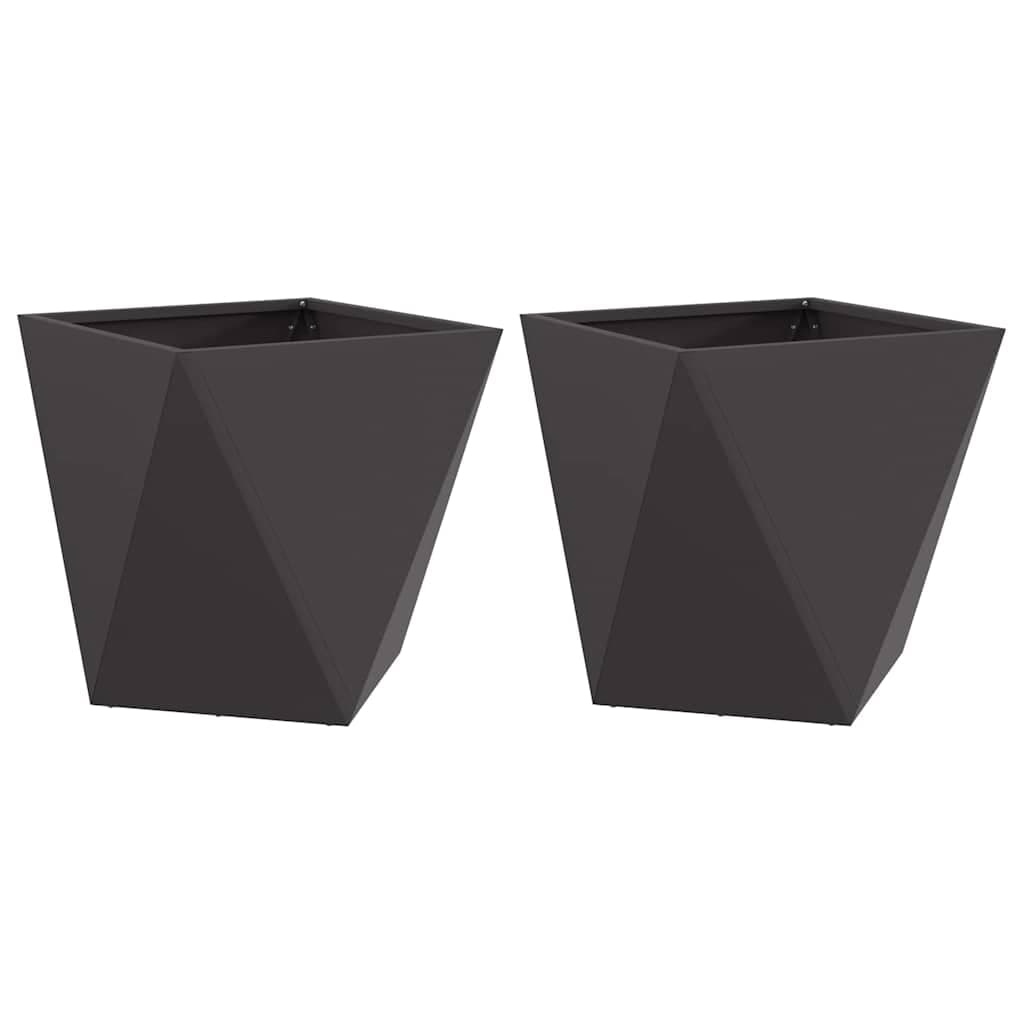vidaXL Floreira 2 pcs Preto 40 x 40 x 40 cm Aço