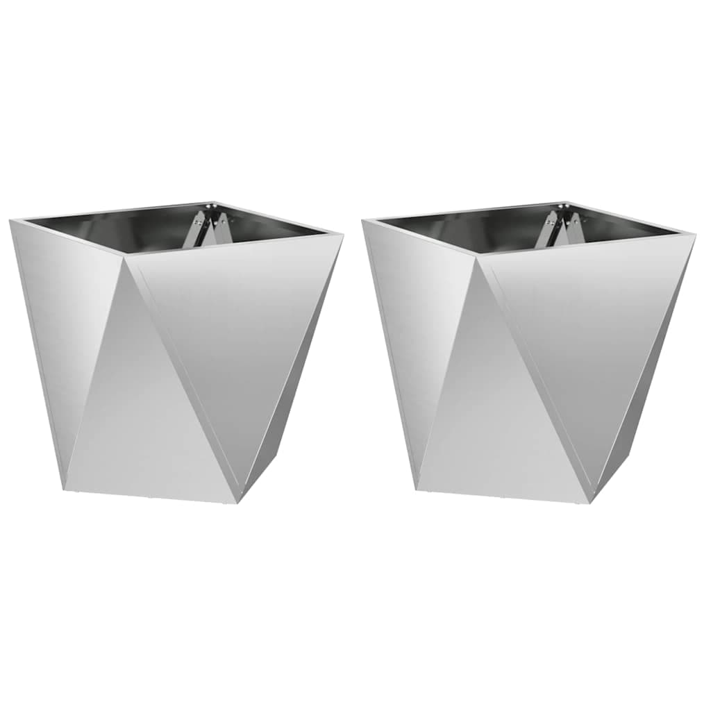 vidaXL Floreira 2 pcs Prateado 50 x 50 x 50 cm Aço Galvanizado