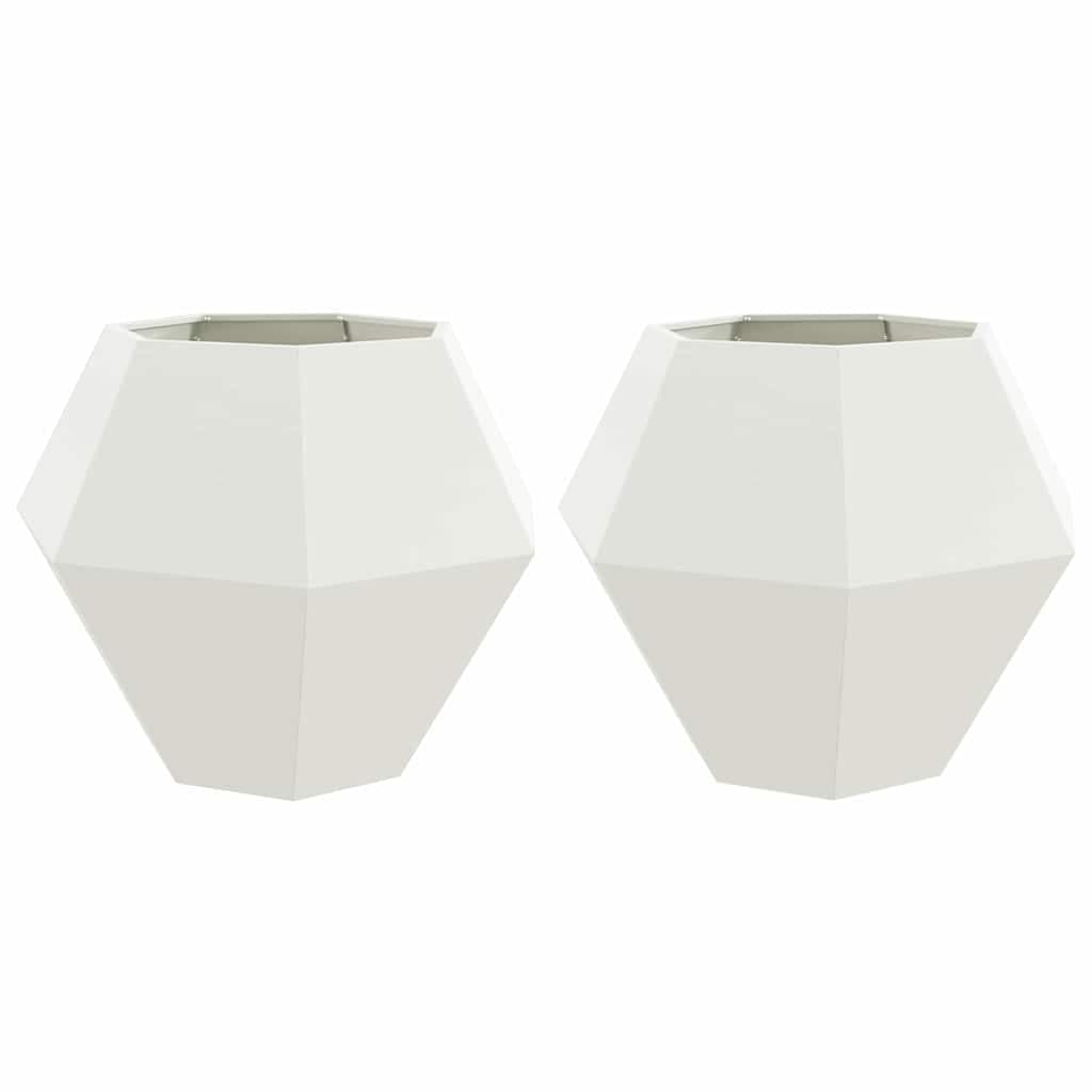 vidaXL Floreira 2 pcs Branco 100 x 100 x 80 cm Aço