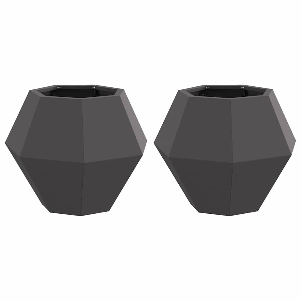 vidaXL Floreira 2 pcs Preto 50 x 50 x 40 cm Aço