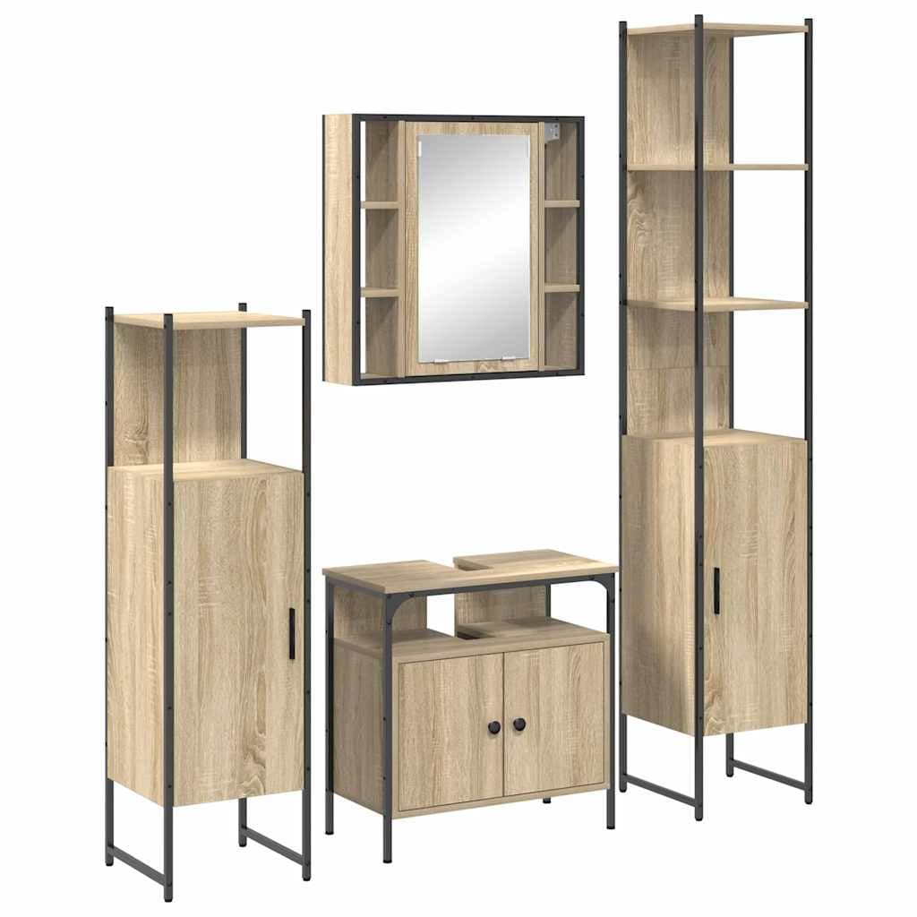 vidaXL Conjunto de Móveis para Banheiro 4 pcs Carvalho Sonoma