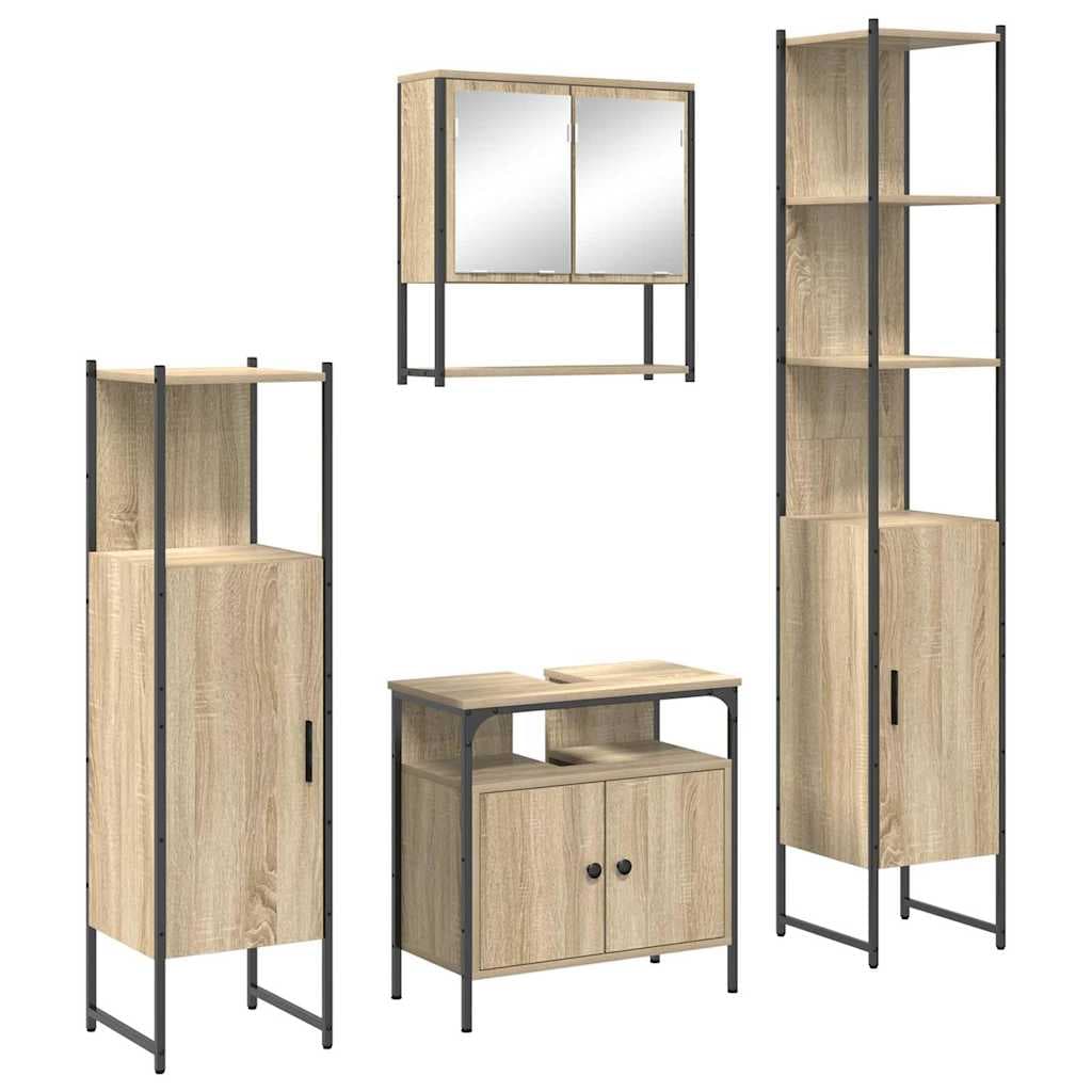 vidaXL Conjunto de Móveis para Banheiro 4 pcs Carvalho Sonoma