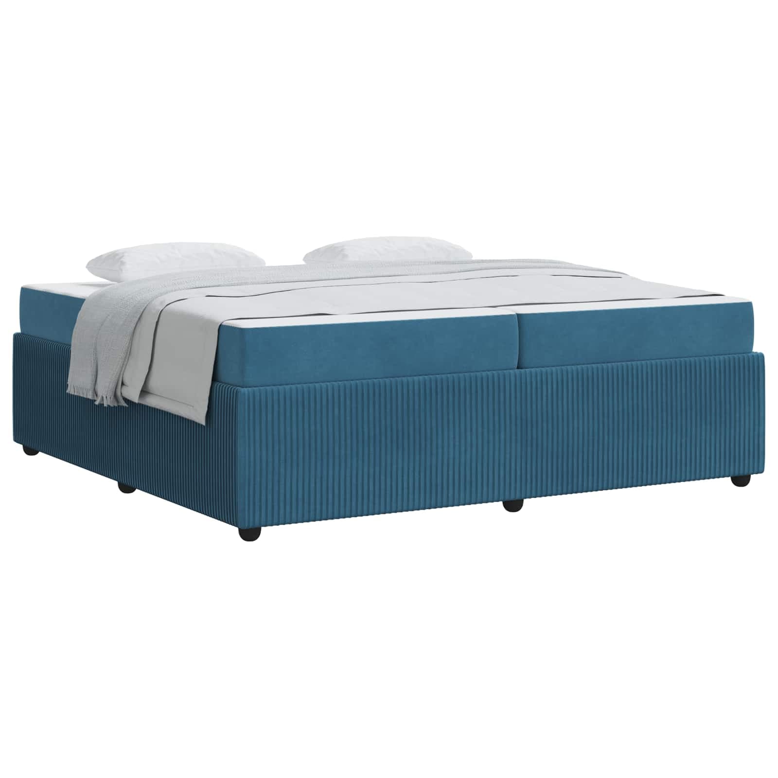 vidaXL Estrutura da Cama com colchão Azul 200 x 200 cm tecido
