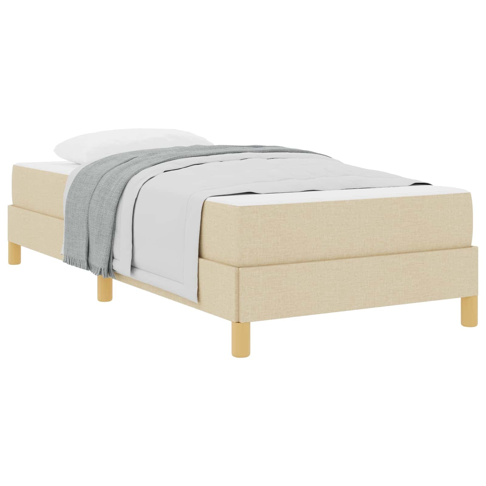vidaXL Cama Box com colchão Creme 90 x 190 cm tecido