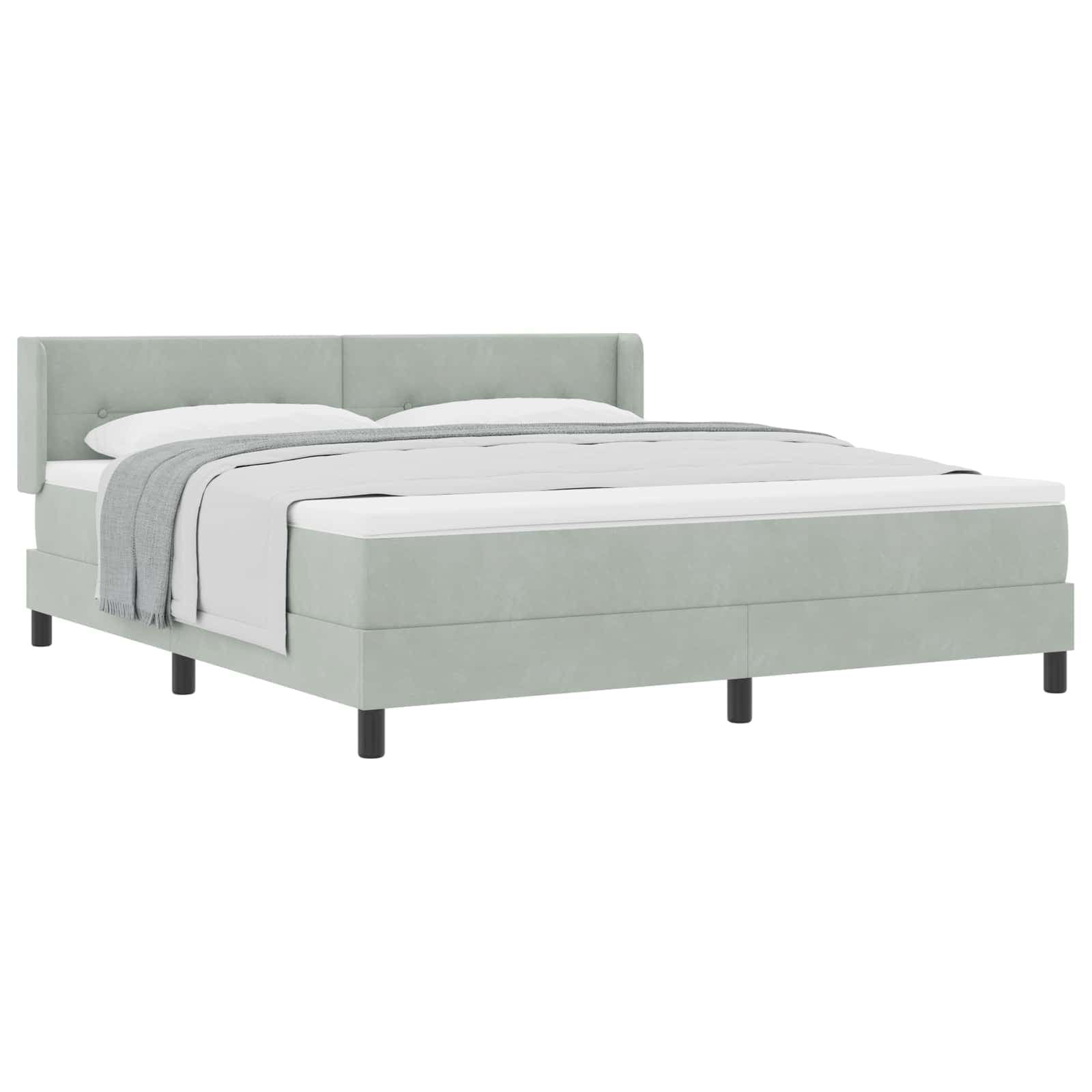 vidaXL Cama Box com cabeceira Cinzento-claro 200 x 180 cm Veludo
