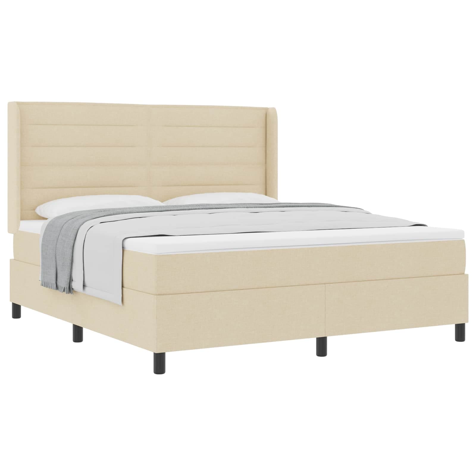 vidaXL Cama Box com colchão com cabeceira Creme 200 x 180 cm tecido