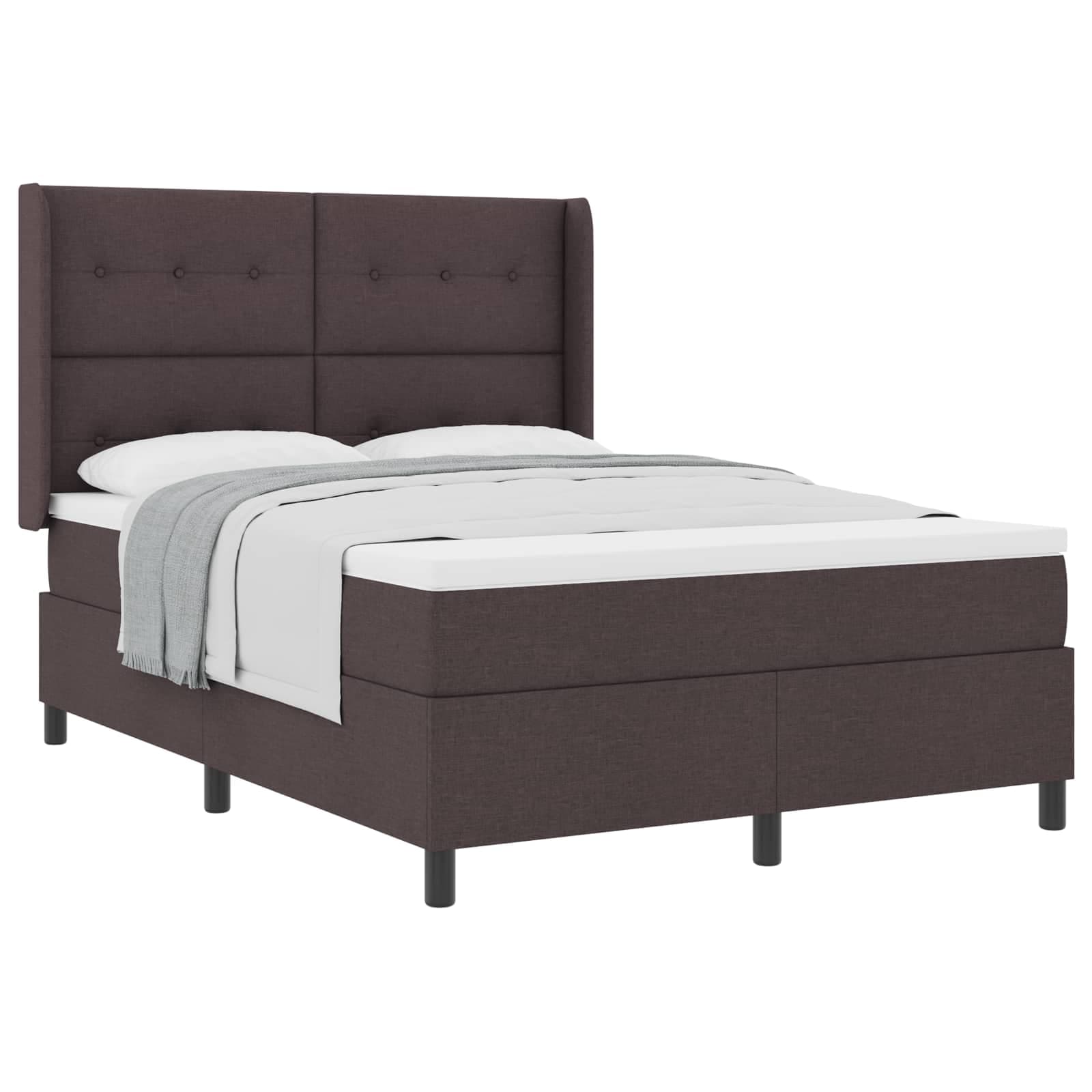 vidaXL Cama Box com colchão Marrom Escuro 200 x 160 cm tecido