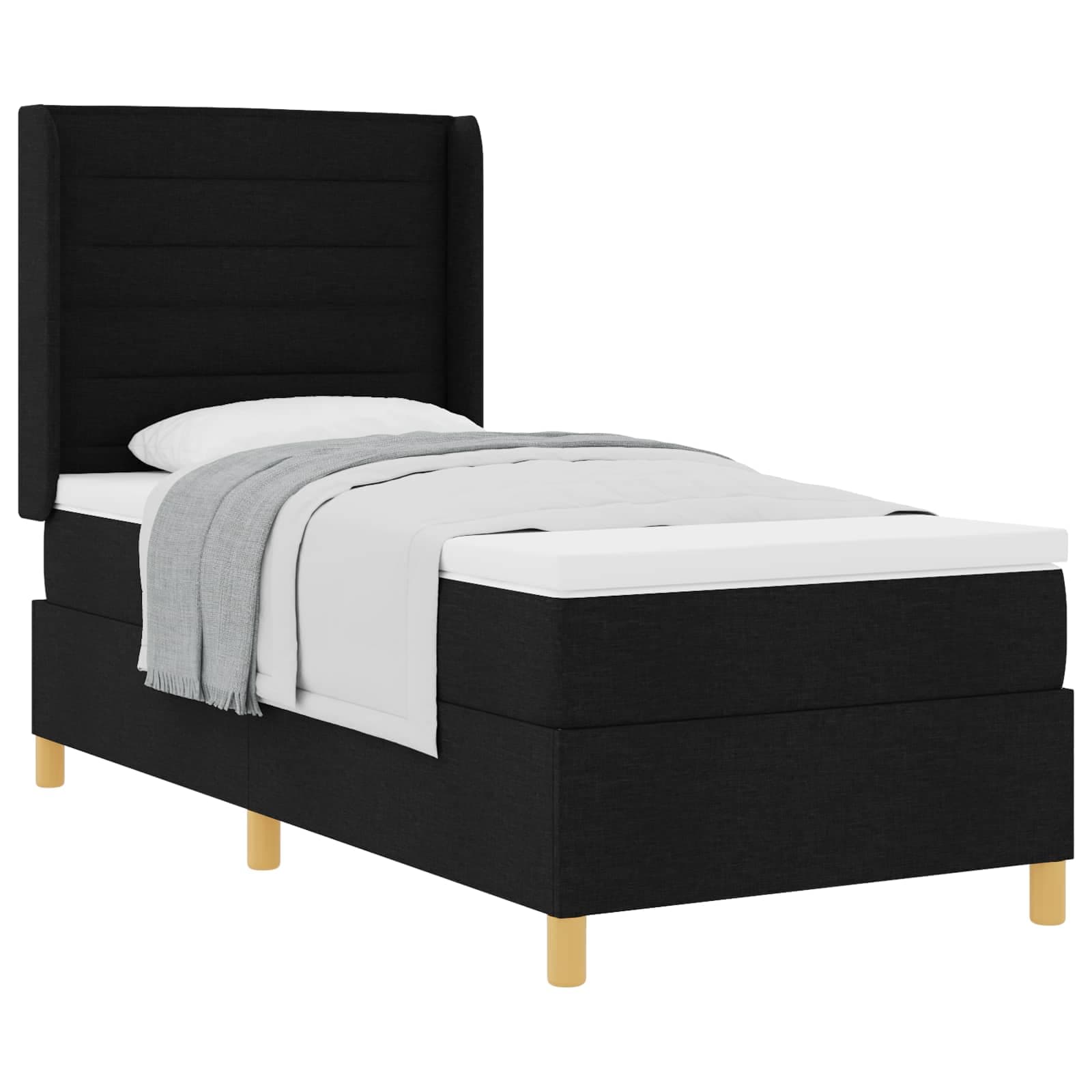 vidaXL Cama Box com colchão com cabeceira Preto 100 x 200 cm tecido