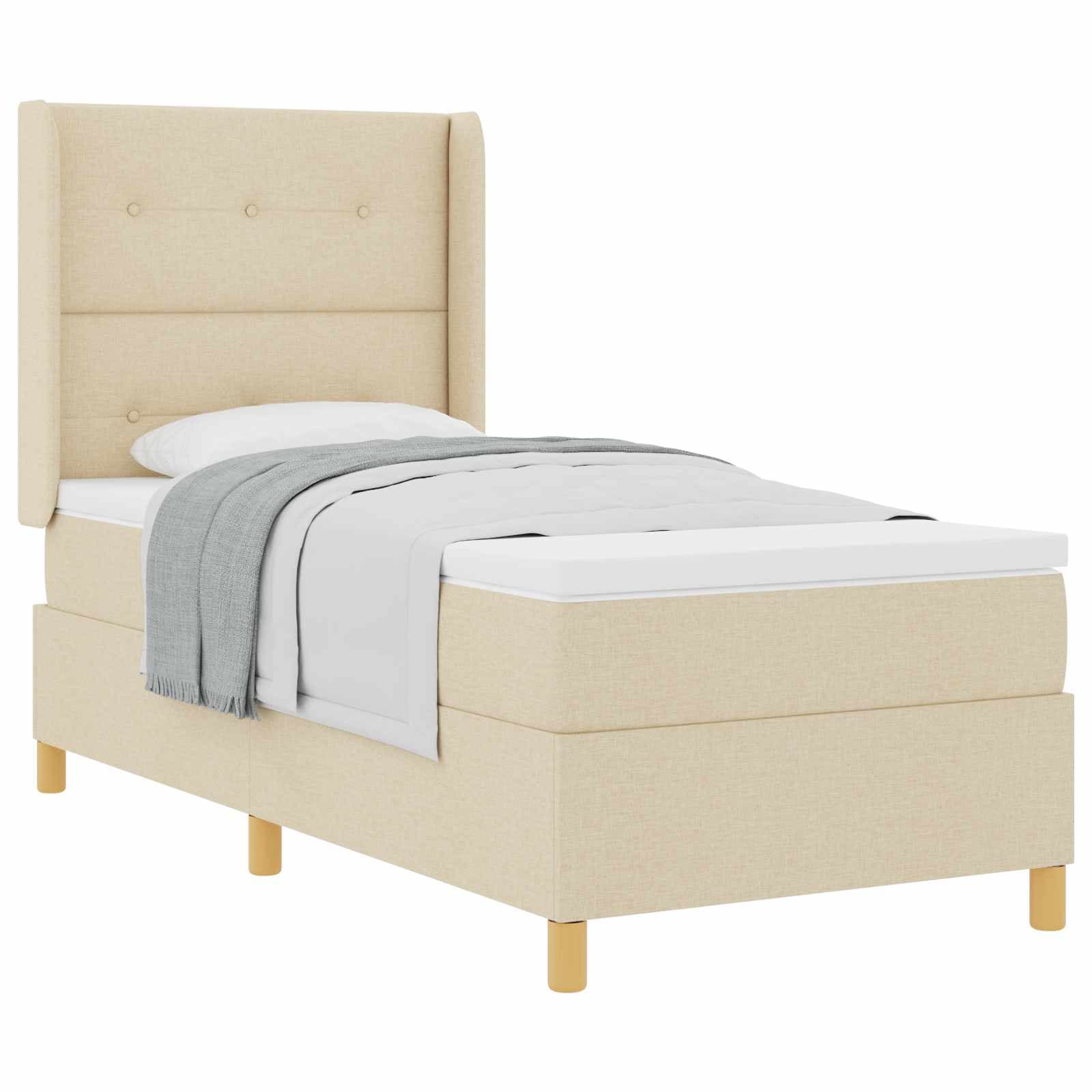vidaXL Cama Box com colchão com cabeceira Creme 80 x 200 cm tecido