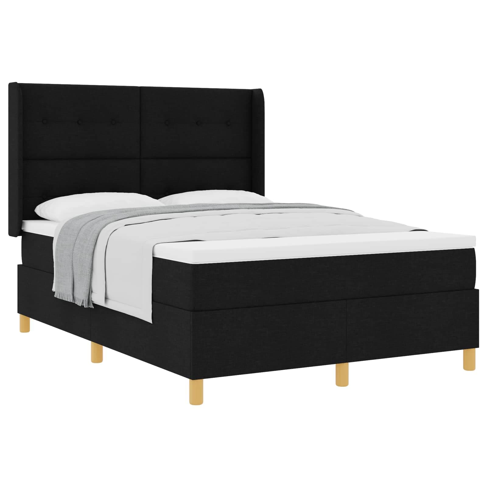 vidaXL Cama Box com cabeceira Preto 140 x 200 cm tecido