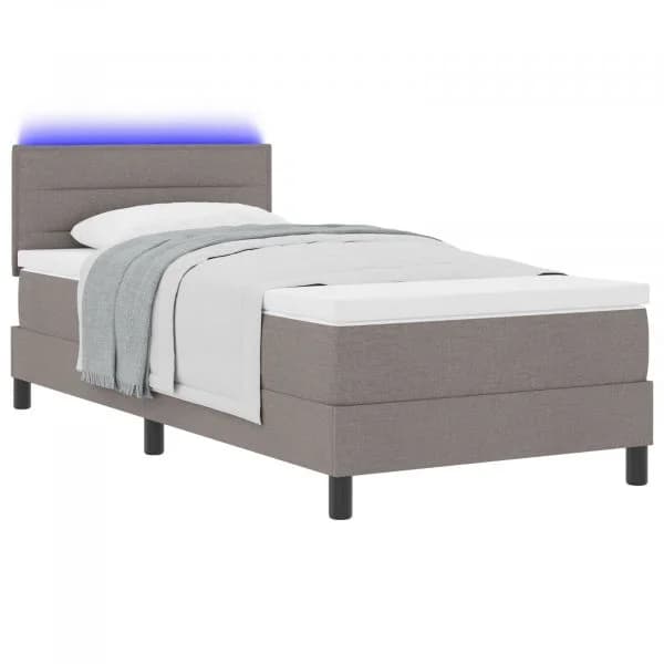 vidaXL Estrutura de Cama com Colchão Cinza, Branco Tecido 90 X 190 cm - 3319571605