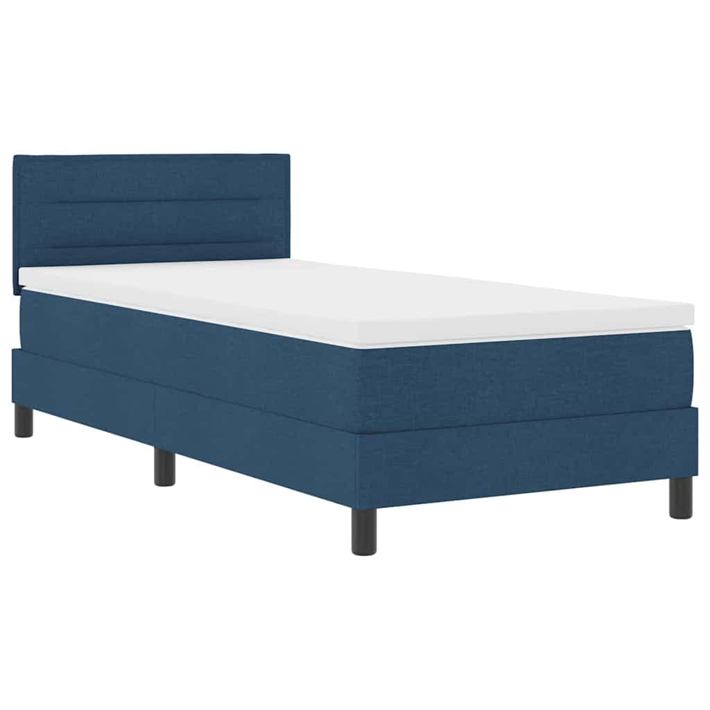 vidaXL Cama Box com colchão com led Azul 100 x 200 cm tecido