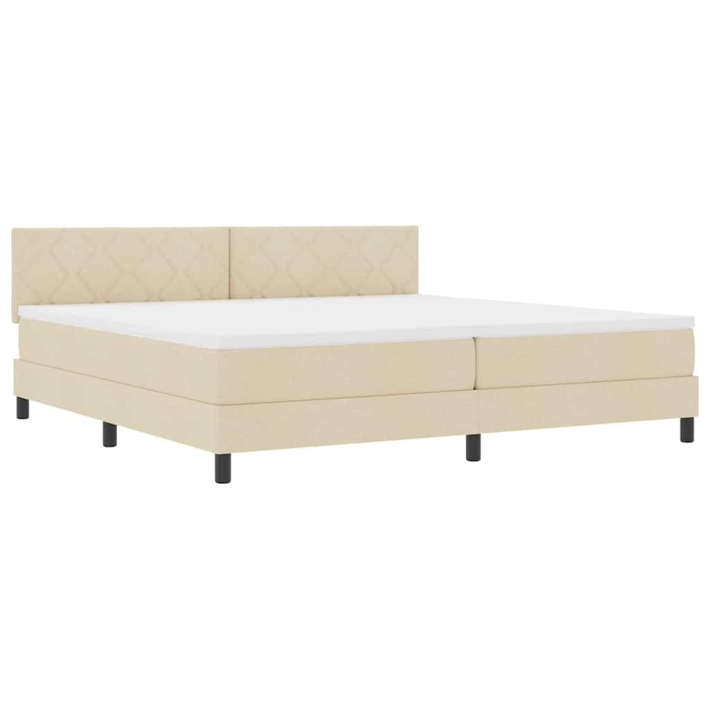 vidaXL Cama Box com colchão com led Creme 200 x 200 cm tecido