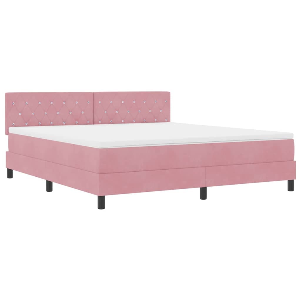 vidaXL Cama Box Spring LED com colchão Rosa 180 x 200 cm Veludo