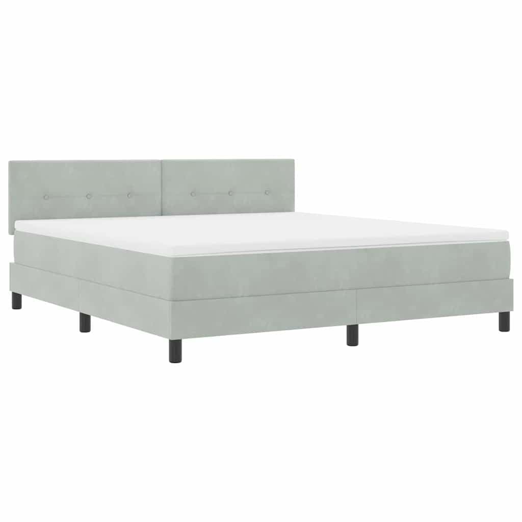 vidaXL Cama Box Spring com Colchão & Luz led Cinza Claro 180x200 cm Veludo - 3598113145