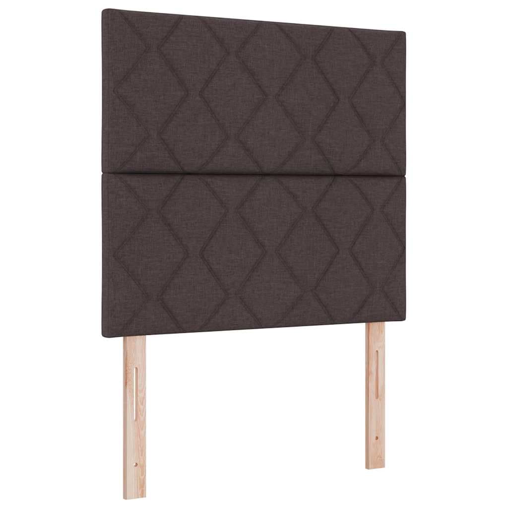 vidaXL Cama Box com colchão Castanho escuro 120 x 200 cm tecido