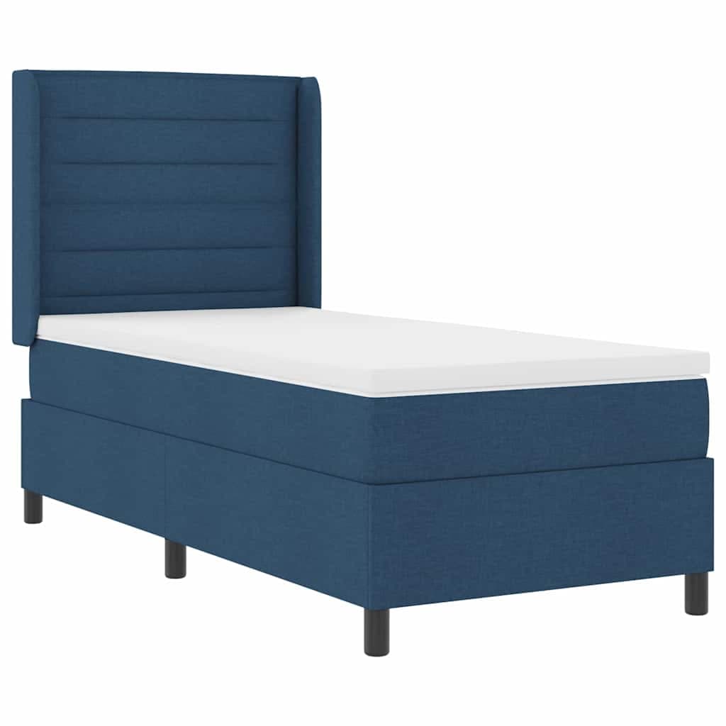 vidaXL Cama Box Spring LED com colchão Azul 80 x 200 cm tecido