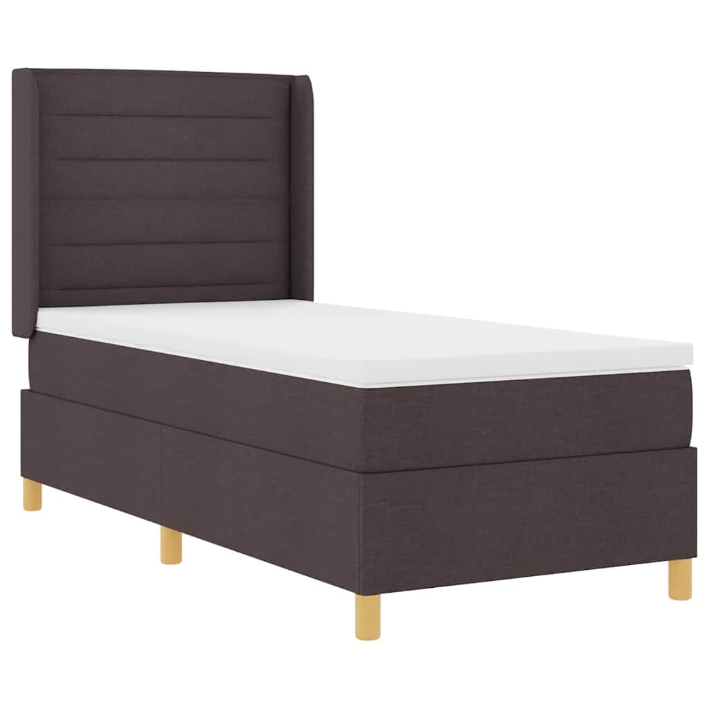vidaXL Cama Box com fitas LED Castanho 90 x 200 cm tecido