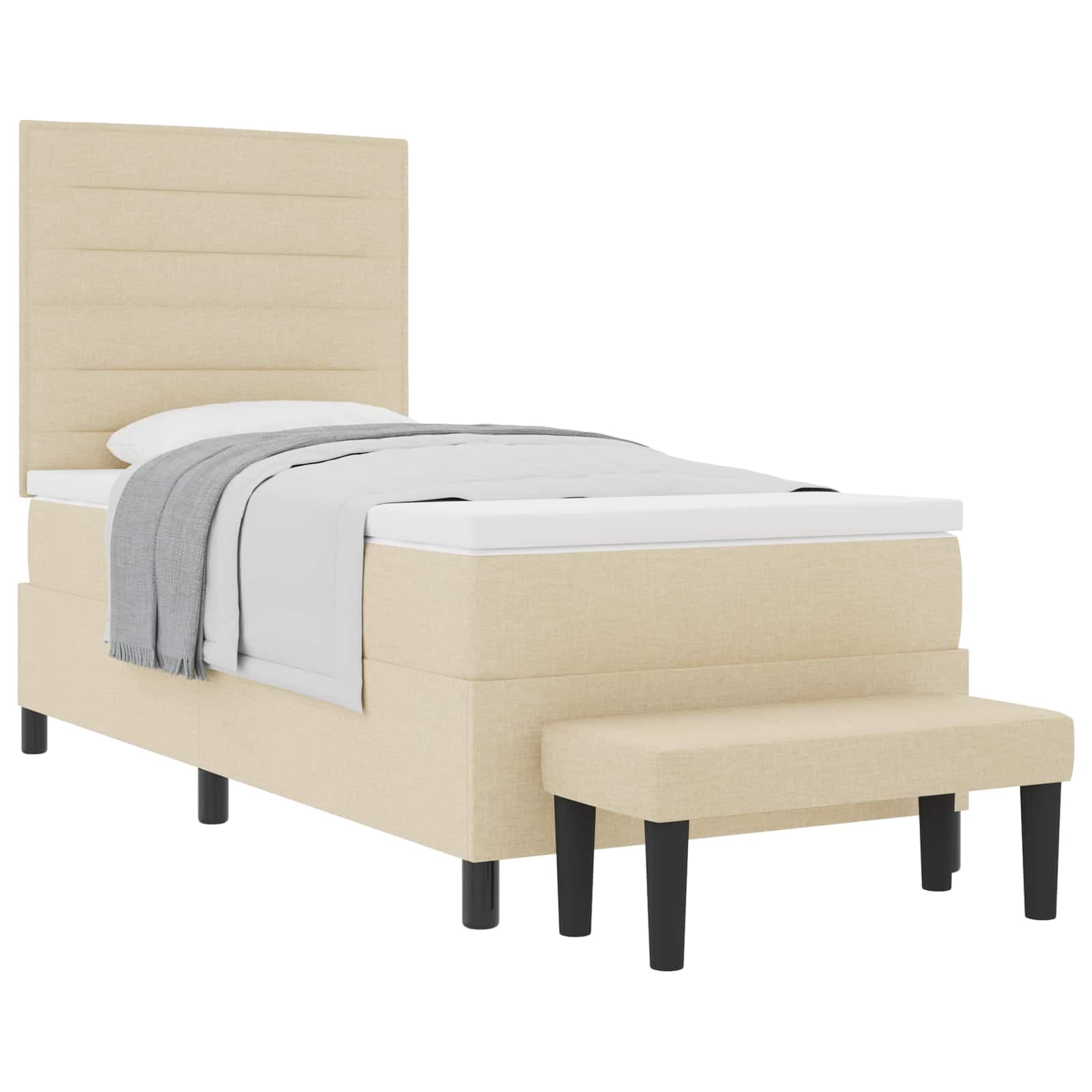 vidaXL Cama Box com cabeceira Creme 80 x 200 cm tecido