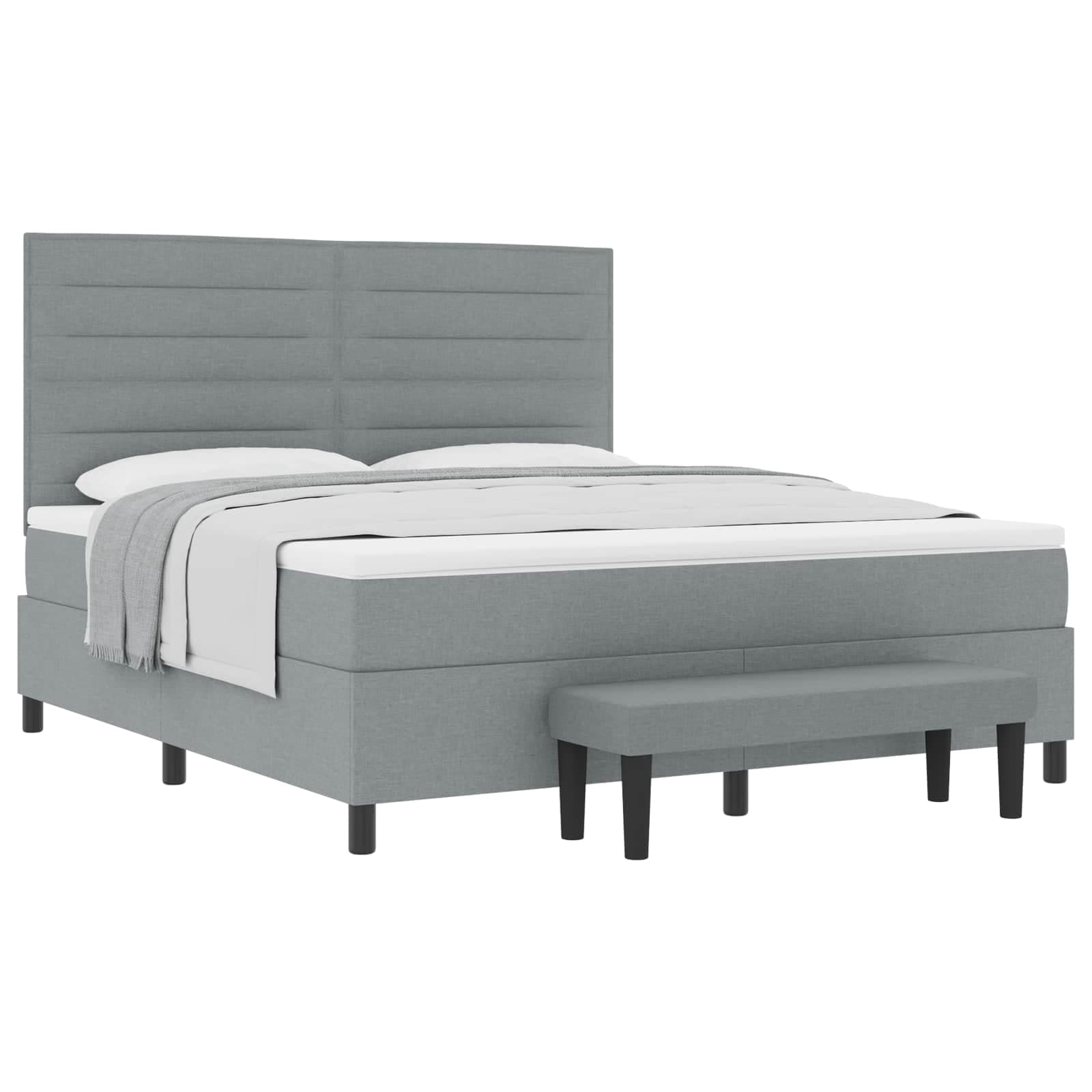 vidaXL Cama Box com cabeceira Cinzento-claro 180 x 200 cm tecido