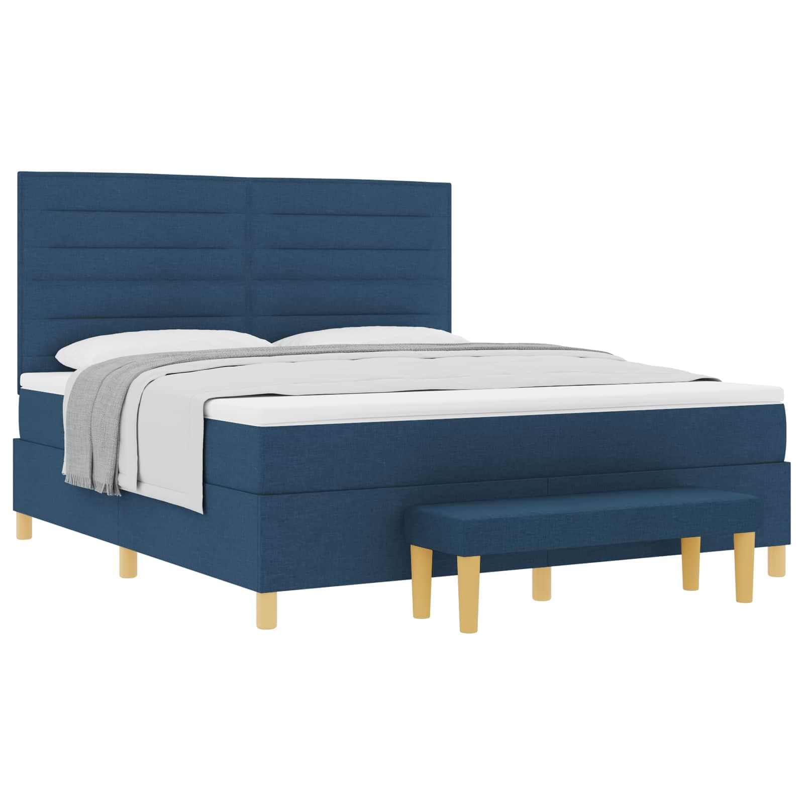 vidaXL Cama Box com cabeceira Azul 200 x 180 cm tecido