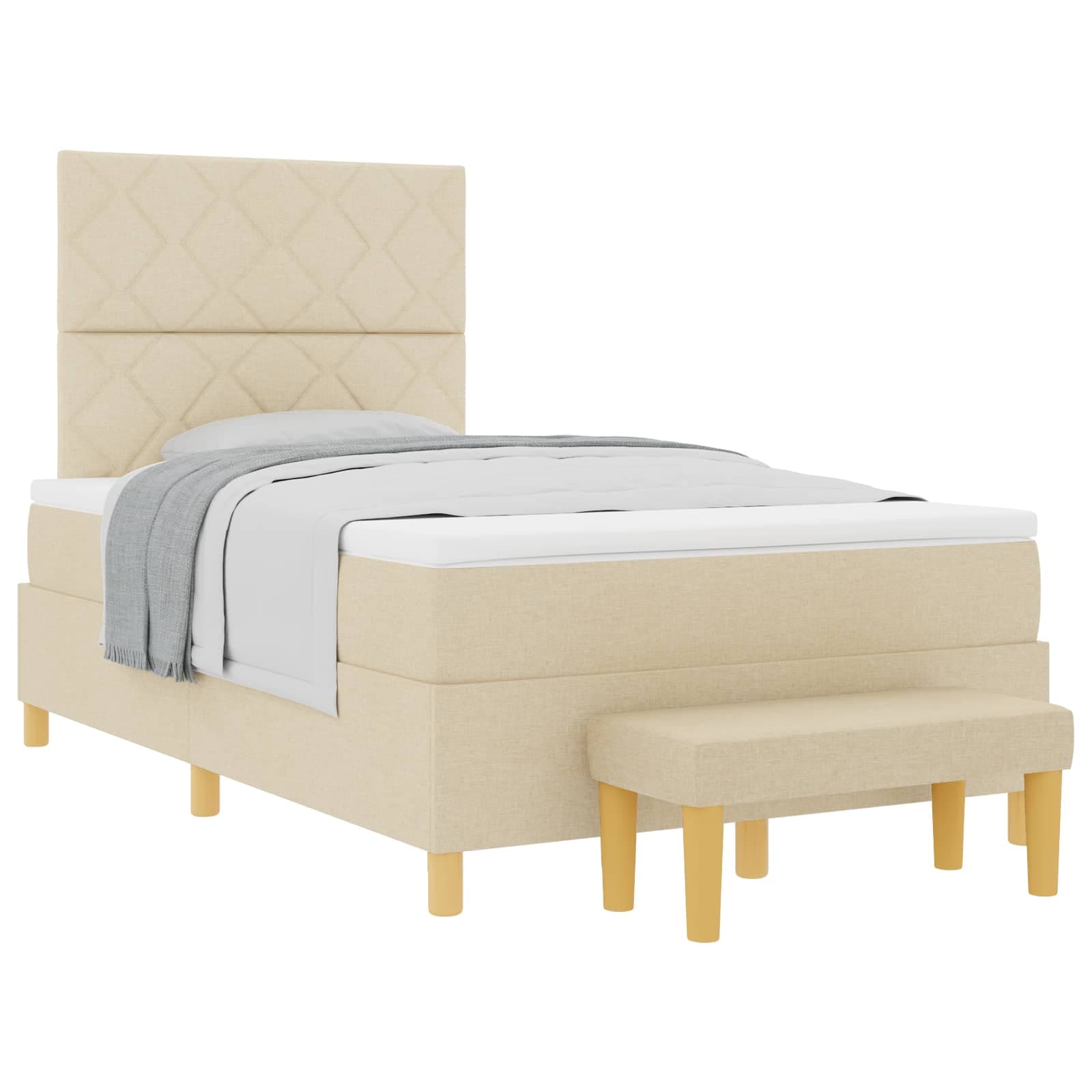 vidaXL Cama Box com cabeceira Creme 190 x 120 cm tecido