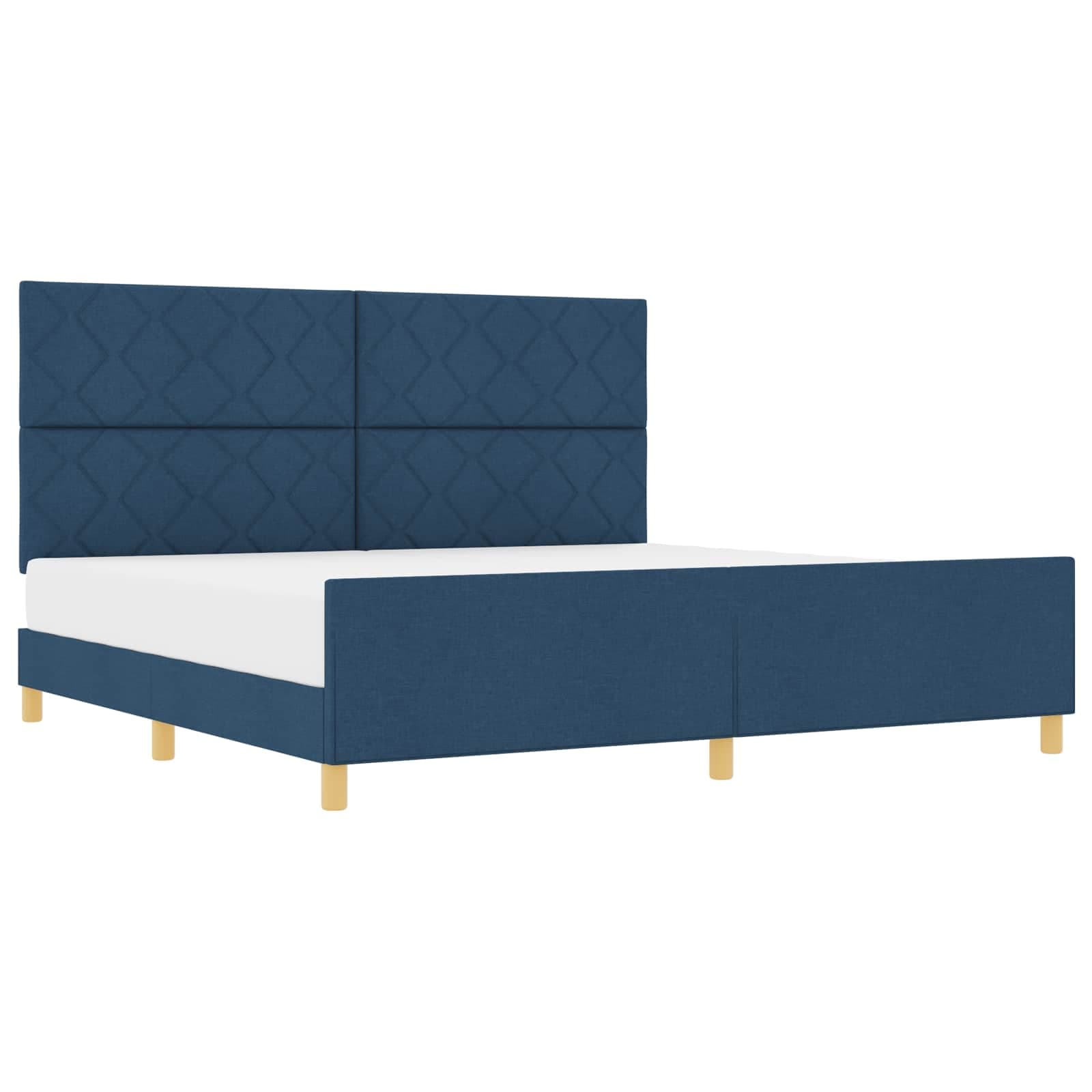 vidaXL Estrutura da Cama com cabeceira Azul 200 x 200 cm tecido