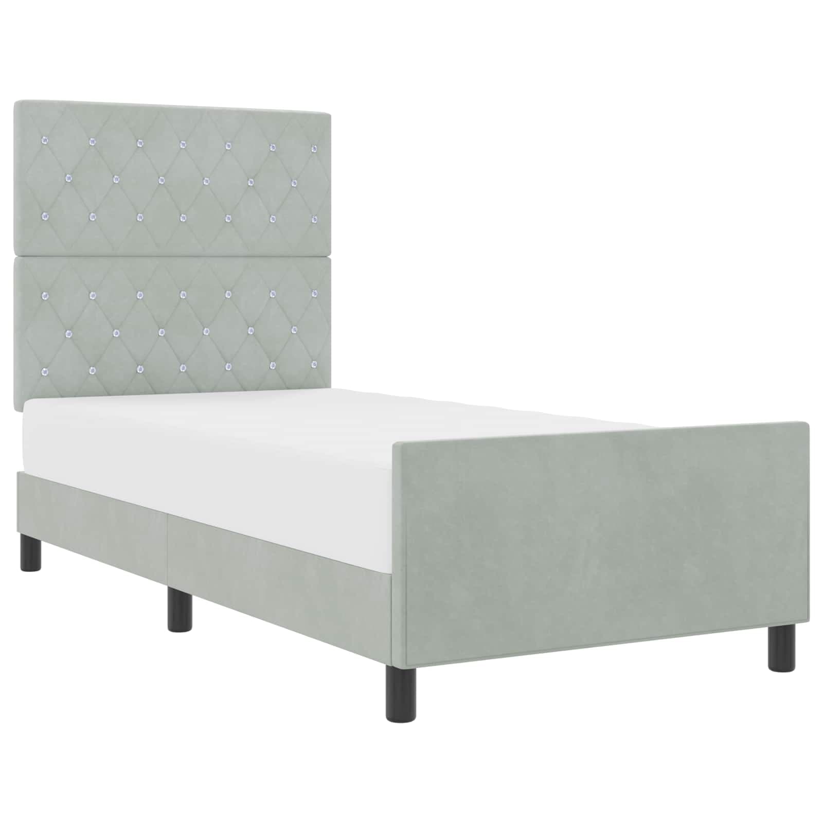 vidaXL Cama Box com cabeceira Cinzento-claro 100 x 200 cm Veludo