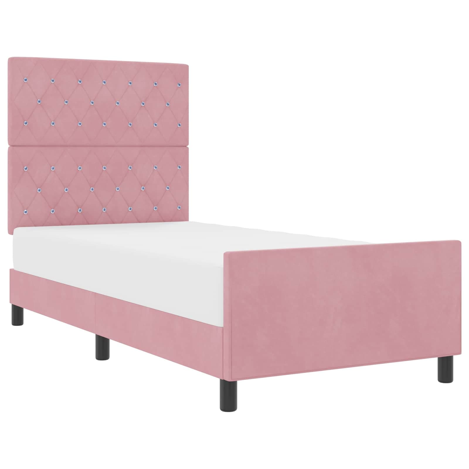 vidaXL Cama Box com cabeceira Rosa 100 x 200 cm Veludo