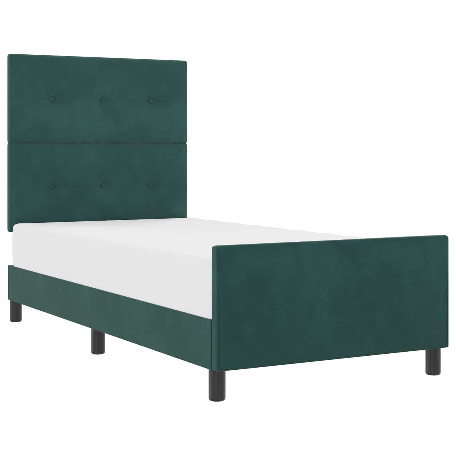 vidaXL Cama Box com cabeceira Verde Escuro 100 x 200 cm Veludo