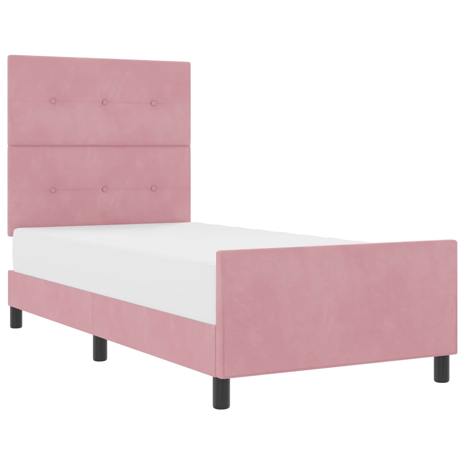 vidaXL Cama Rosa 100x200 cm Veludo - 2073373083