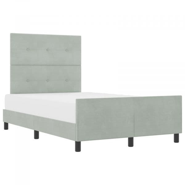 vidaXL Cama de Veludo Cinzento-claro 120x200 cm - 316992597