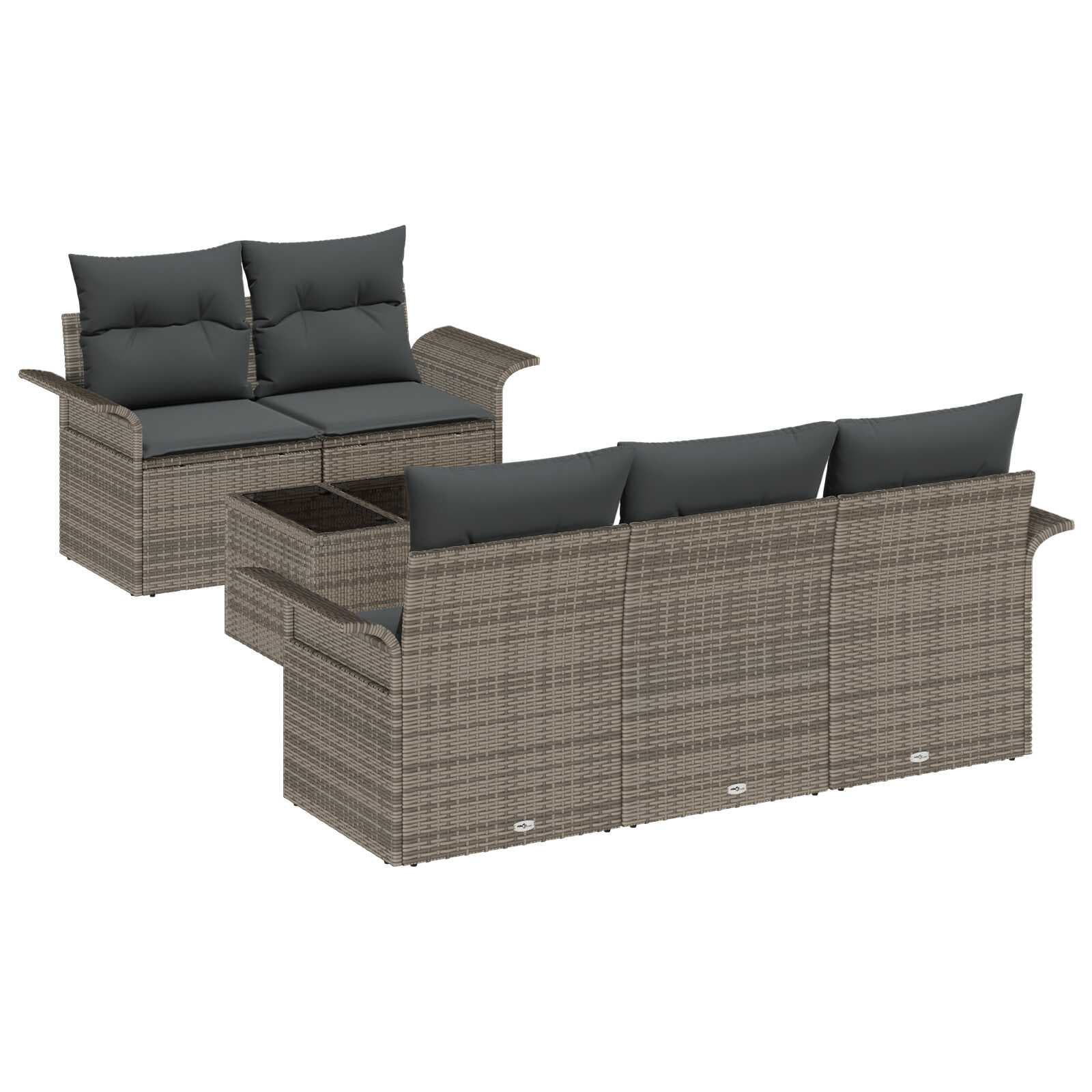 vidaXL Conjunto de Sofá de Jardim 6 pcs Cinzeto 55 x 55 x 37 cm