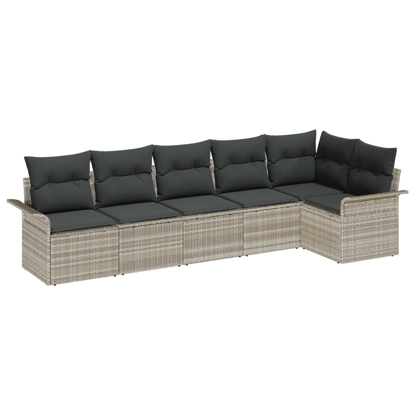 vidaXL Conjunto de Sofá de Jardim 6 Peças Cinzento-claro Vime Pe - 2550216896