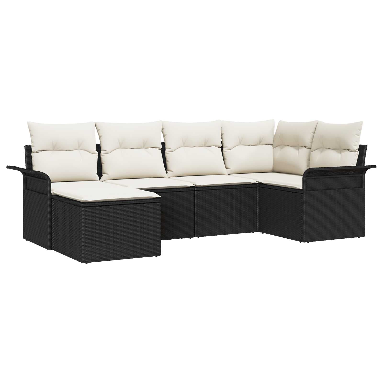 vidaXL Conjunto de Sofá de Jardim 6 Peças Preto Vime Pe - 2865816175