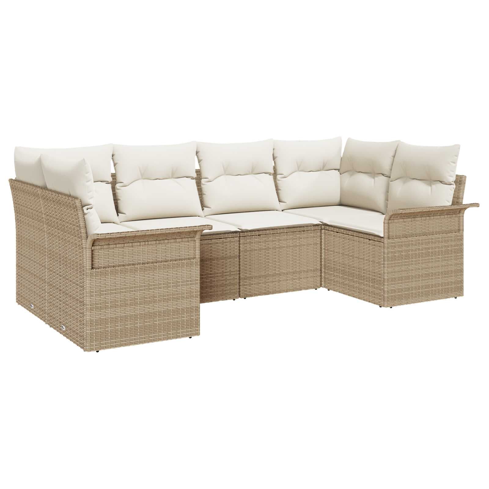 vidaXL Conjunto de Sofá de Jardim 6 Peças Bege Rattan Sintético - 3706847459