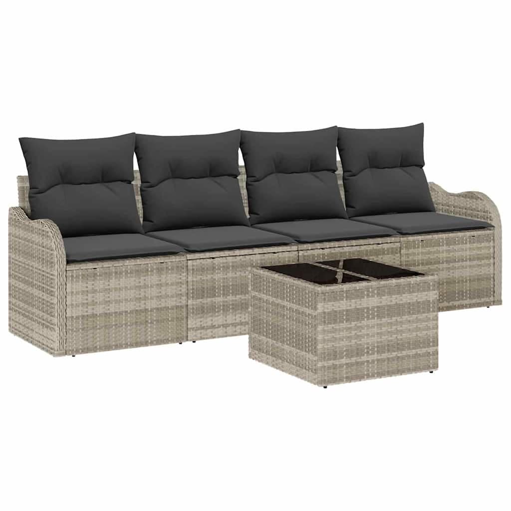 vidaXL Conjunto de Sofá de Jardim 5 pcs Cinza Claro e Cinza Escuro