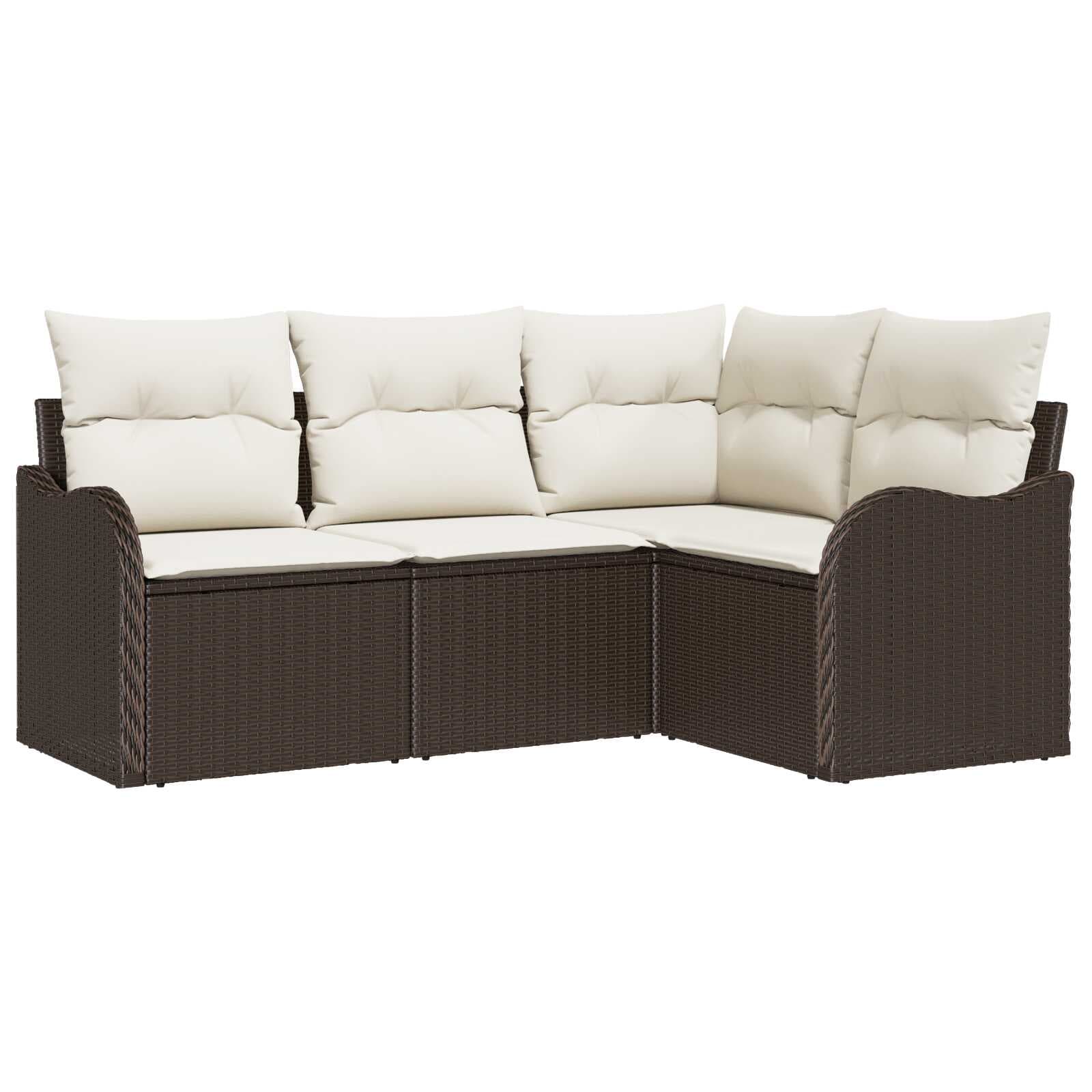 vidaXL Conjunto de Sofá de Jardim 4 Peças Castanho Vime Pe - 1782518509