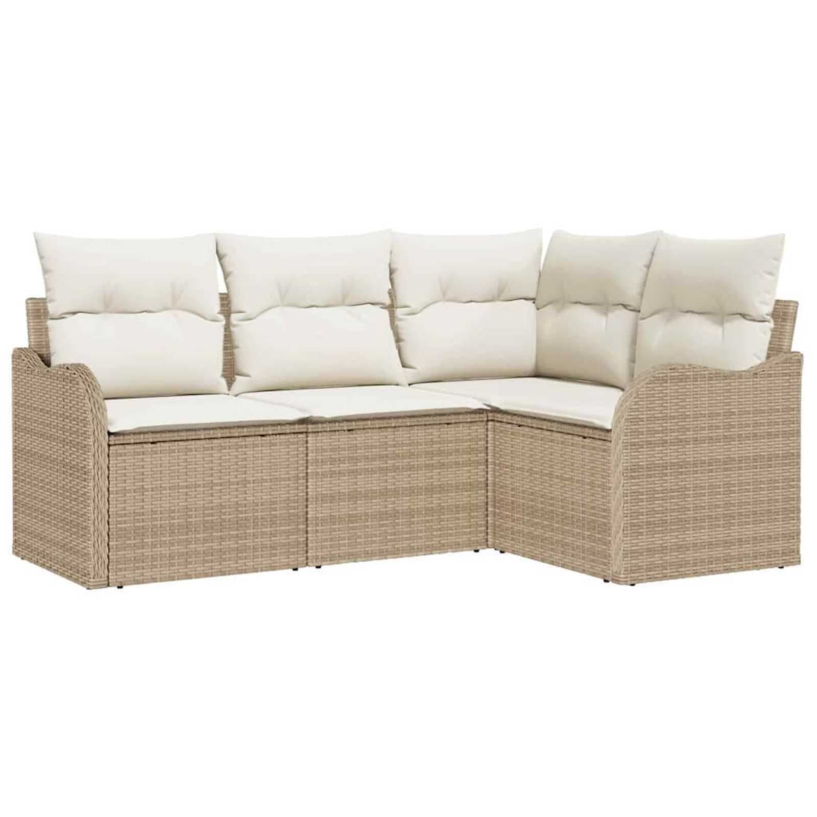 vidaXL Conjunto de Sofá de Jardim com Armazenamento 4 Peças Bege Vime Pe - 3980441103